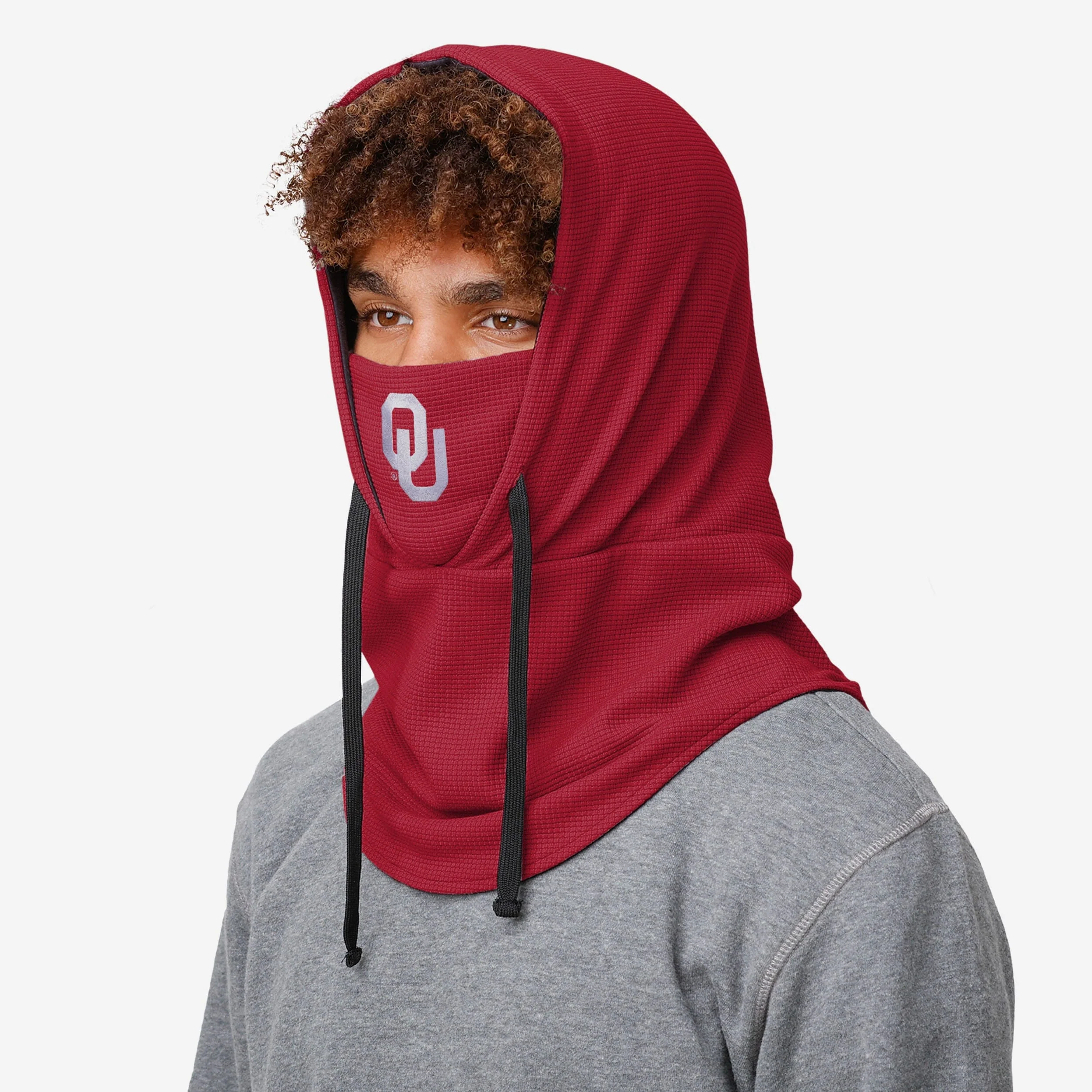 Oklahoma Sooners Waffle Drawstring Hooded Gaiter - Image 3