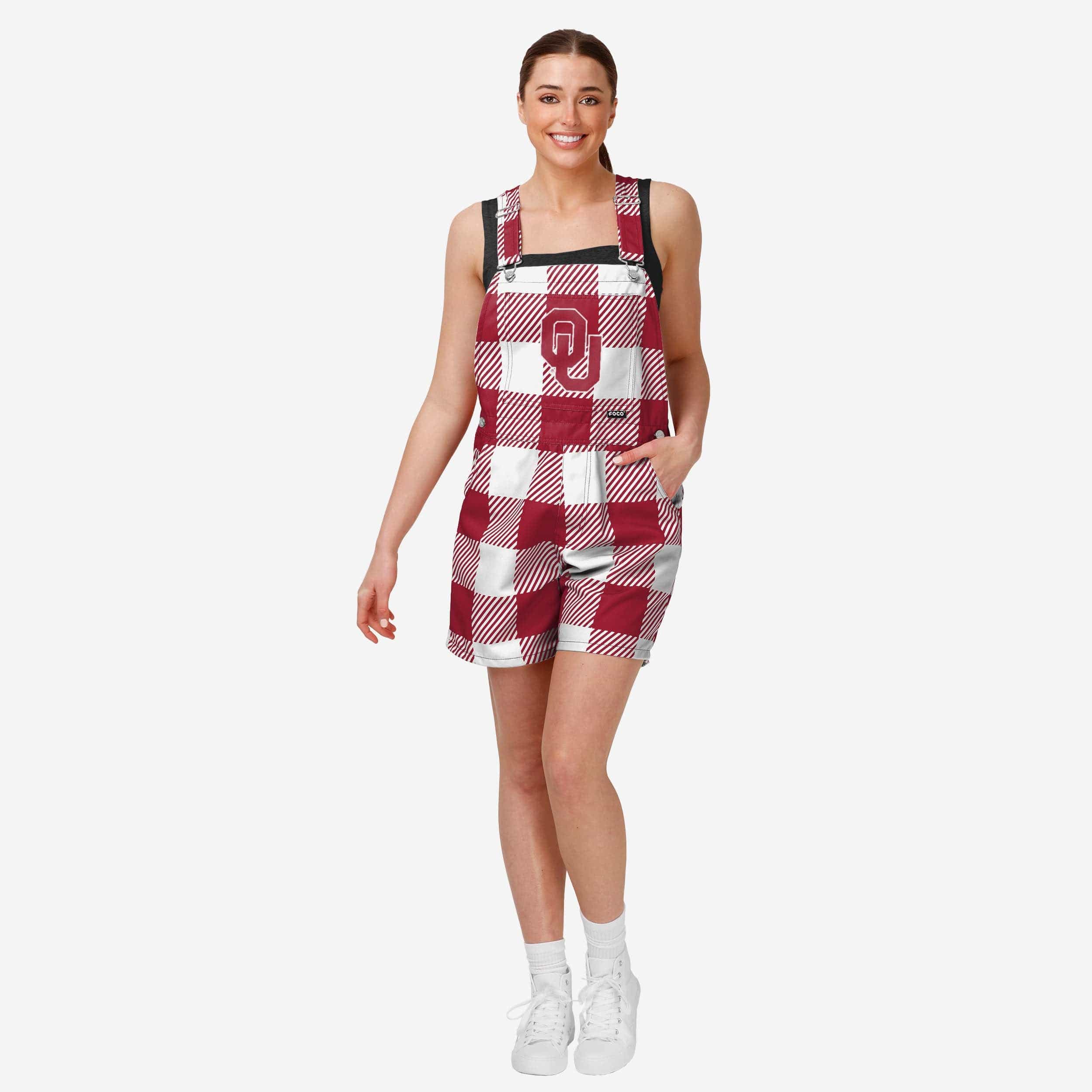Oklahoma Sooners Womens Plaid Bib Shortalls