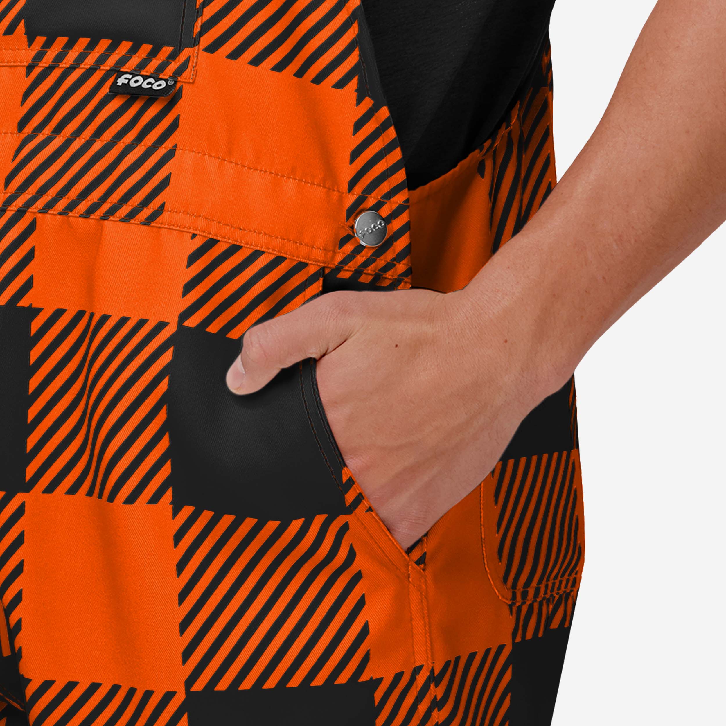 Oklahoma State Cowboys Mens Plaid Bib Shortalls - Image 5