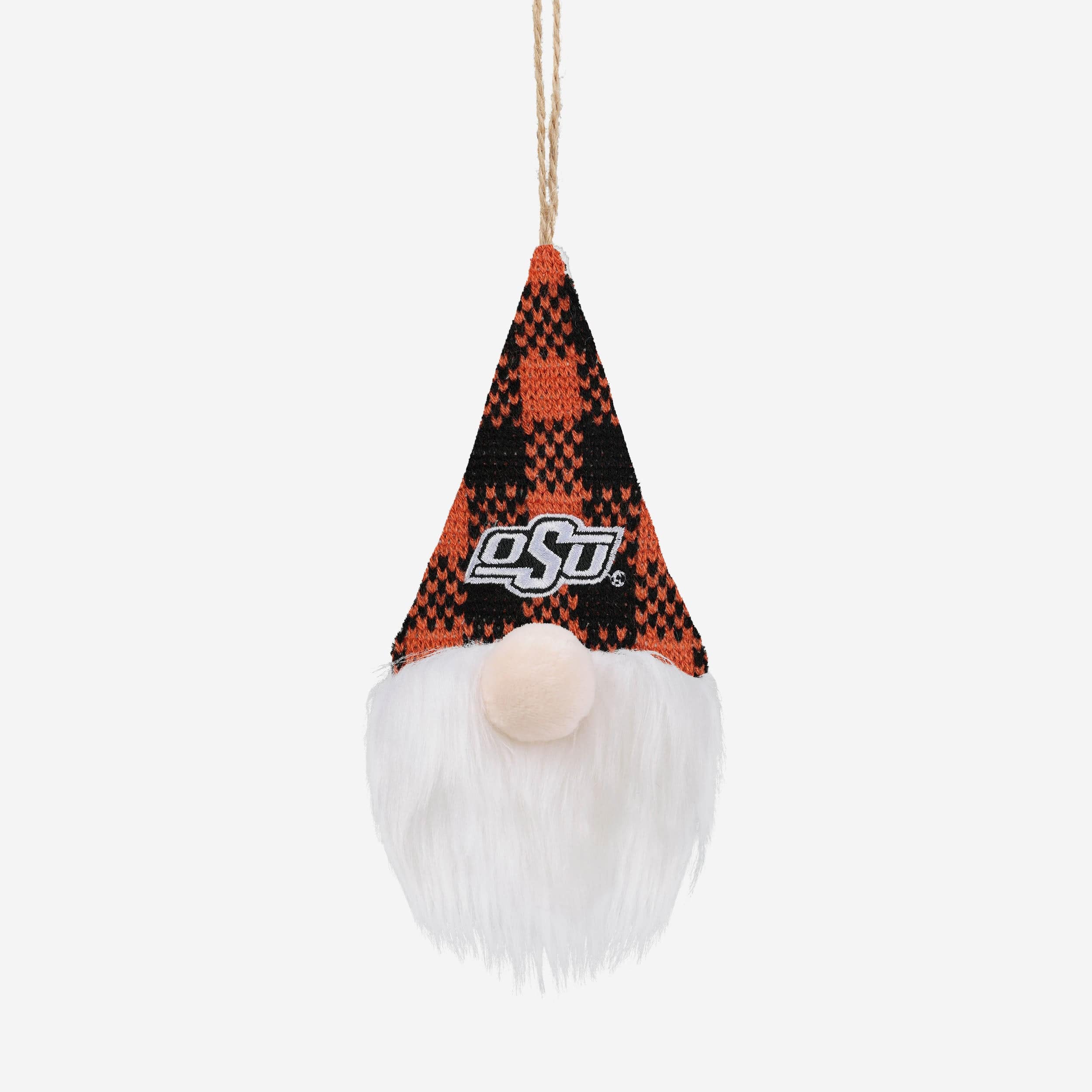 Oklahoma State Cowboys Plaid Hat Plush Gnome Ornament