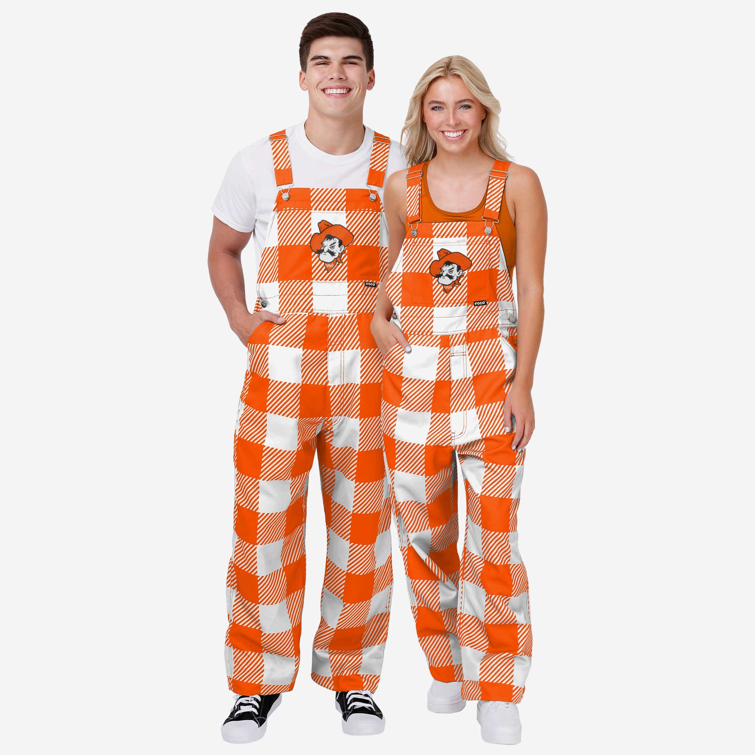 Oklahoma State Cowboys Womens Plaid Bib Overalls - Image 3