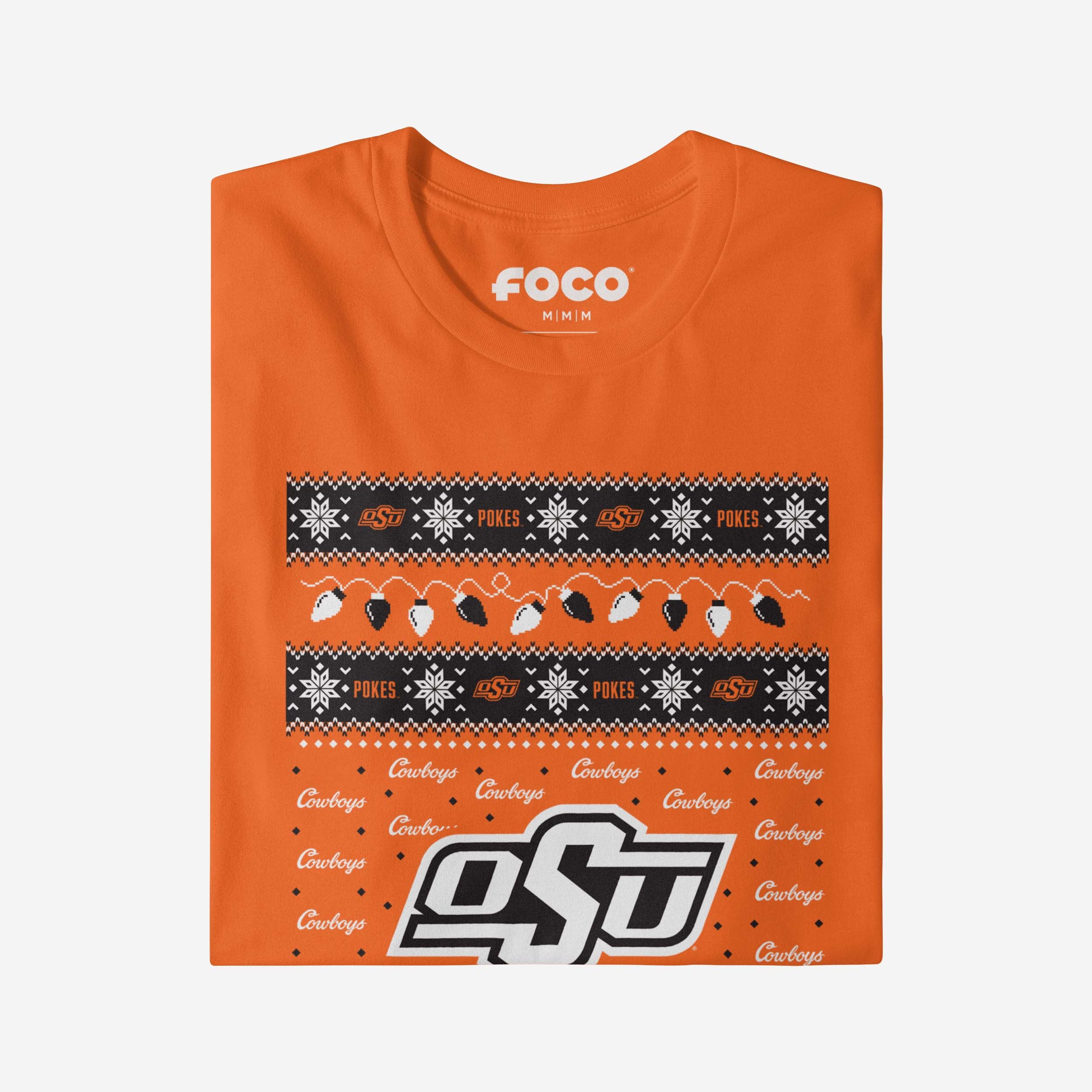 Oklahoma State Cowboys Holiday Lights Sweater Long Sleeve T-Shirt - Image 4