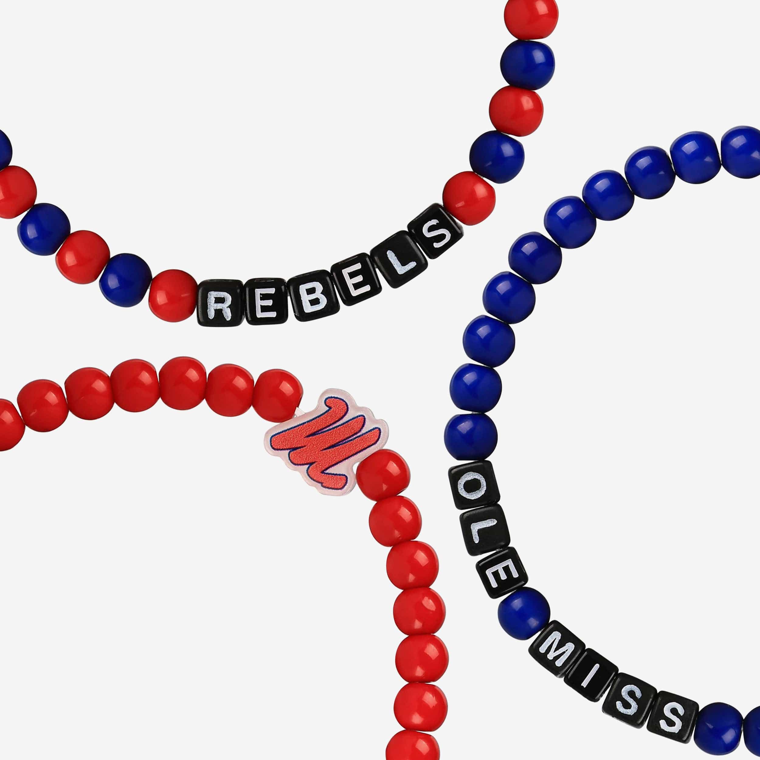 Ole Miss Rebels 3 Pack Beaded Friendship Bracelet - Image 2