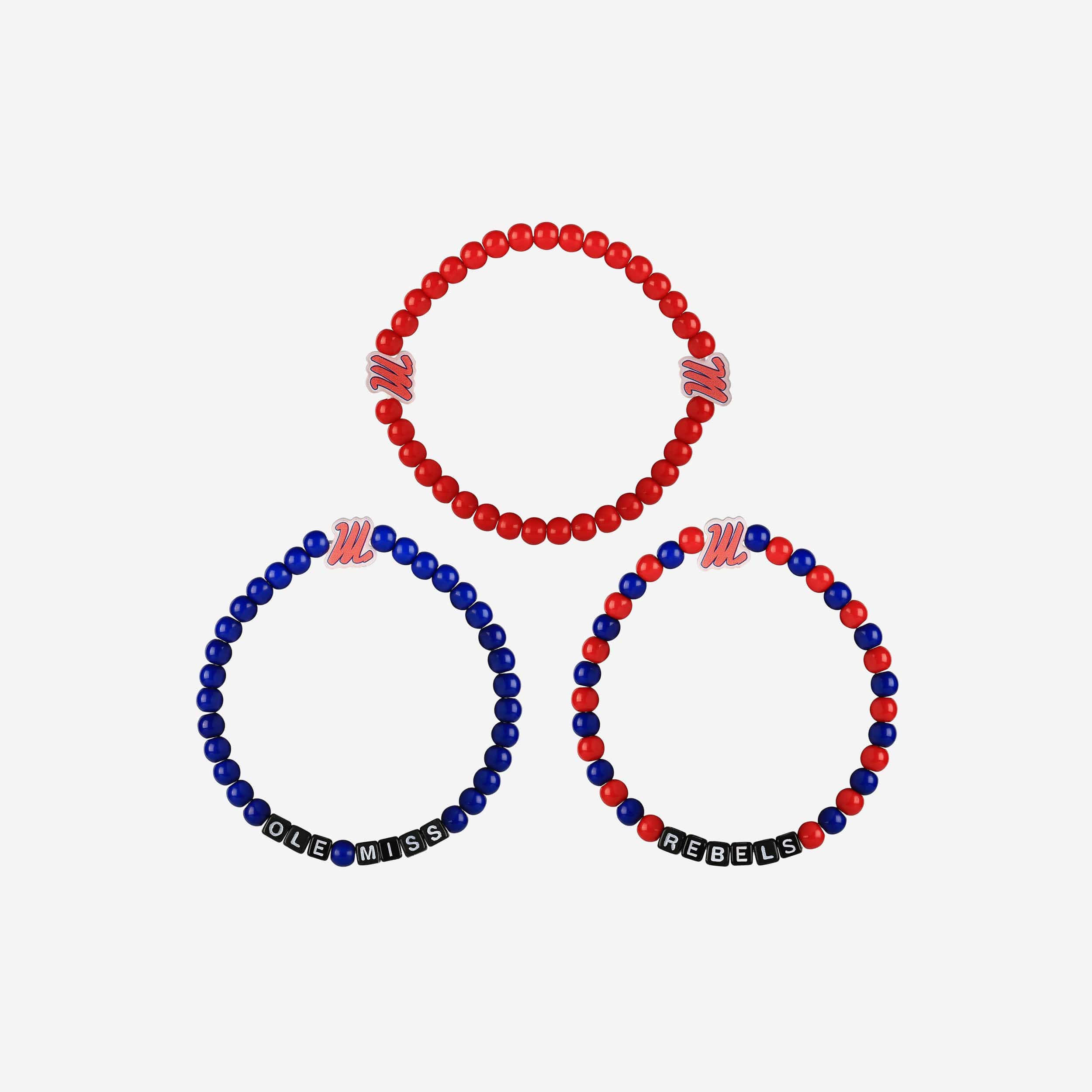 Ole Miss Rebels 3 Pack Beaded Friendship Bracelet - Image 3