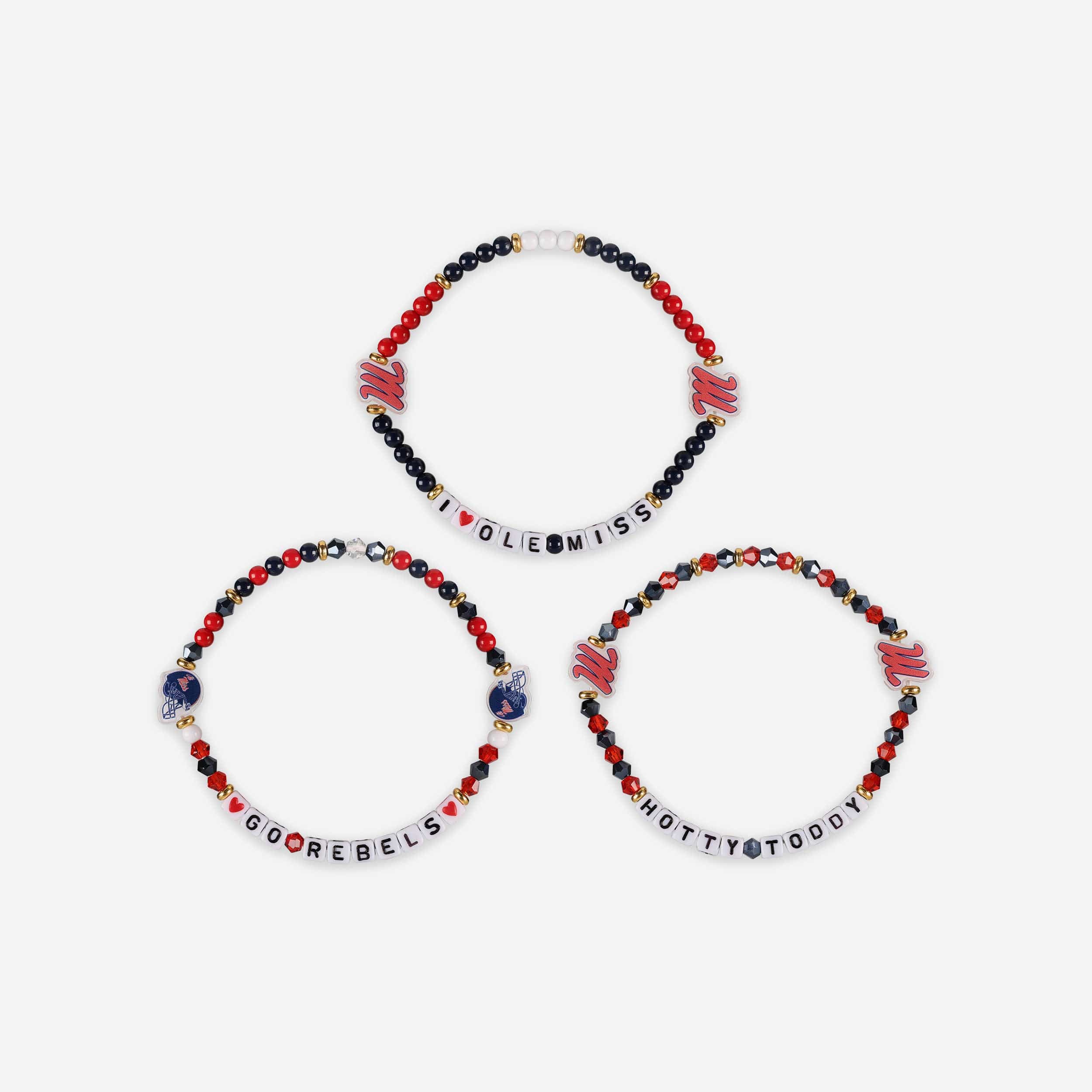Ole Miss Rebels 3 Pack Friendship Bracelet - Image 3