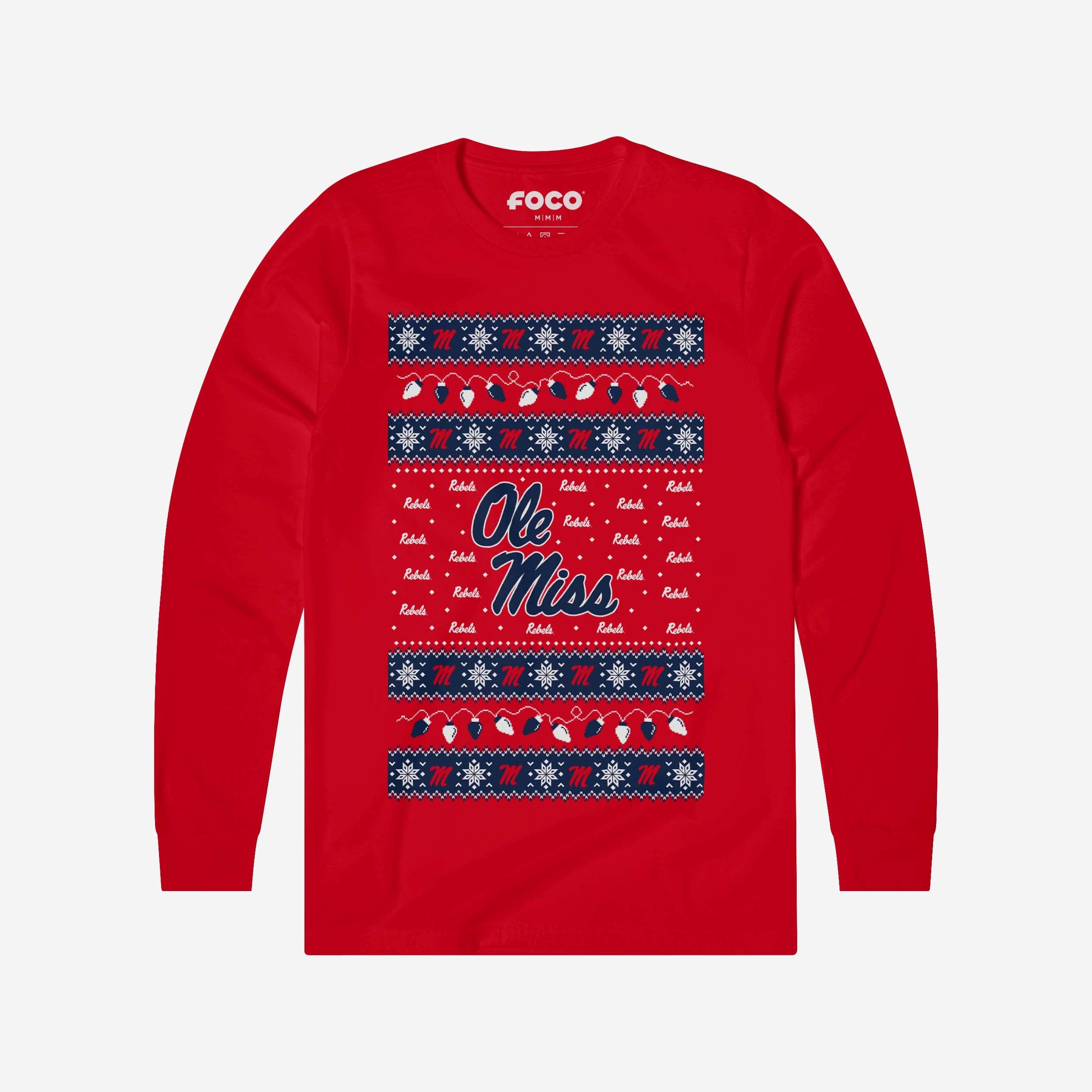 Ole Miss Rebels Holiday Lights Sweater Long Sleeve T-Shirt