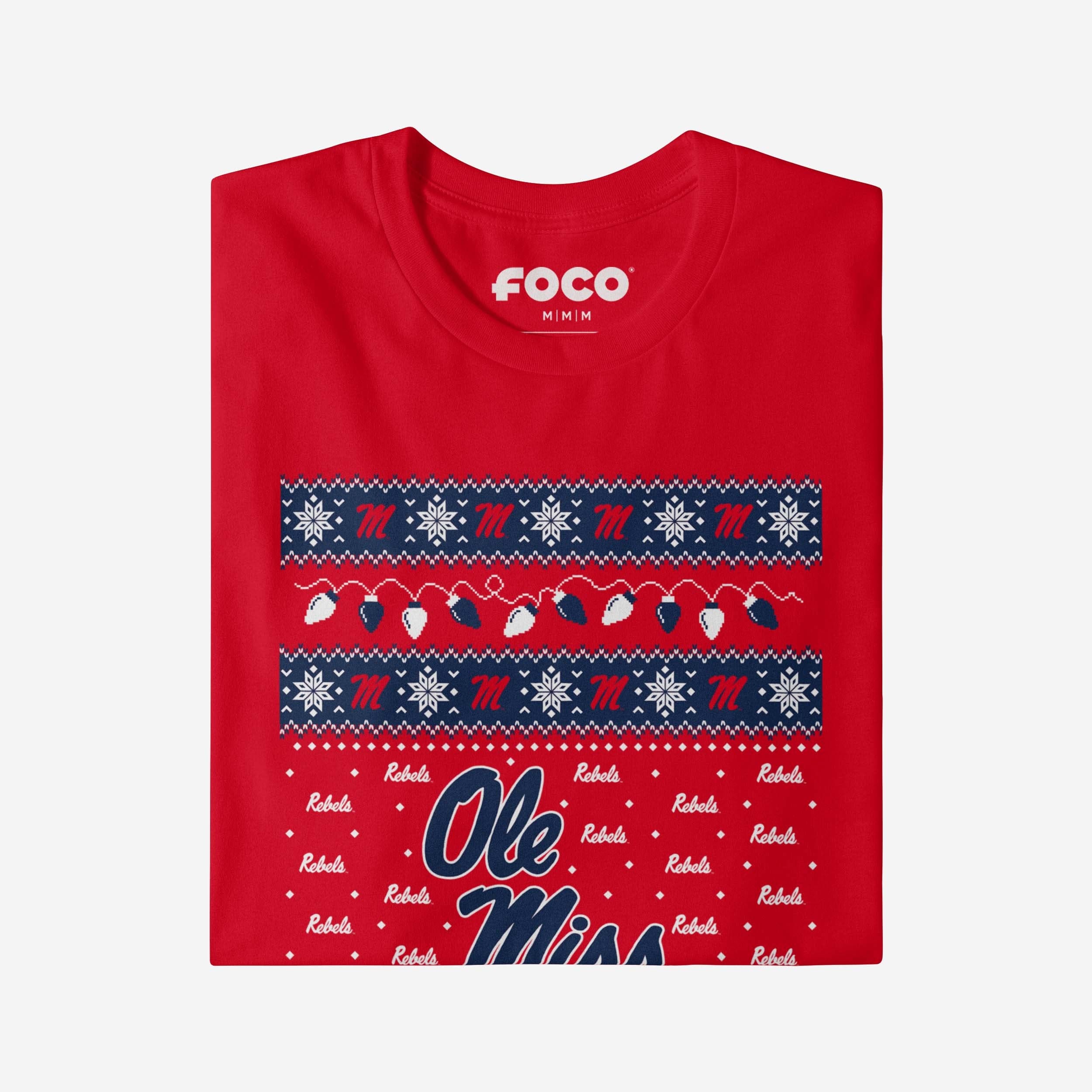 Ole Miss Rebels Holiday Lights Sweater Long Sleeve T-Shirt - Image 4