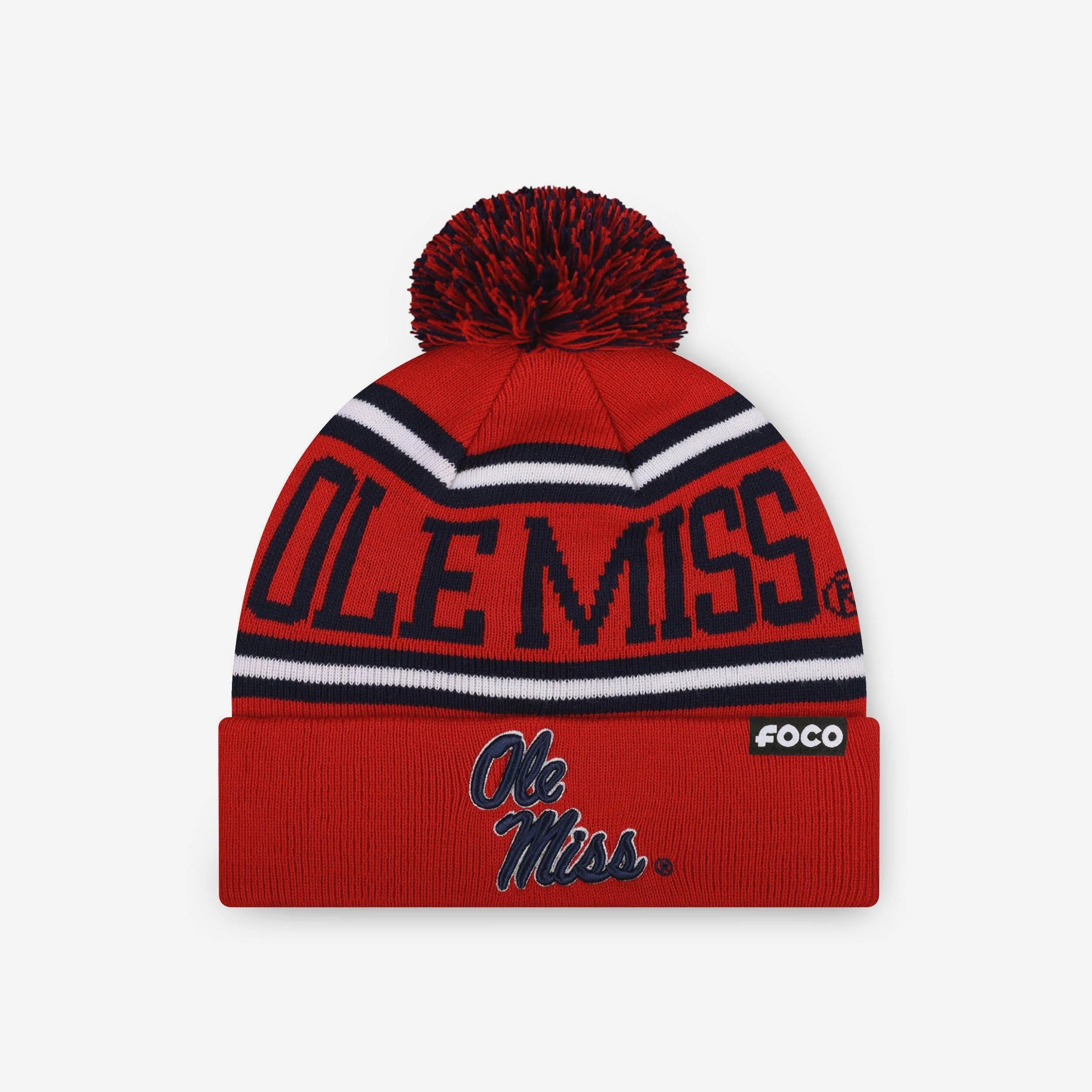 Ole Miss Rebels Primary Stripe Pom Beanie