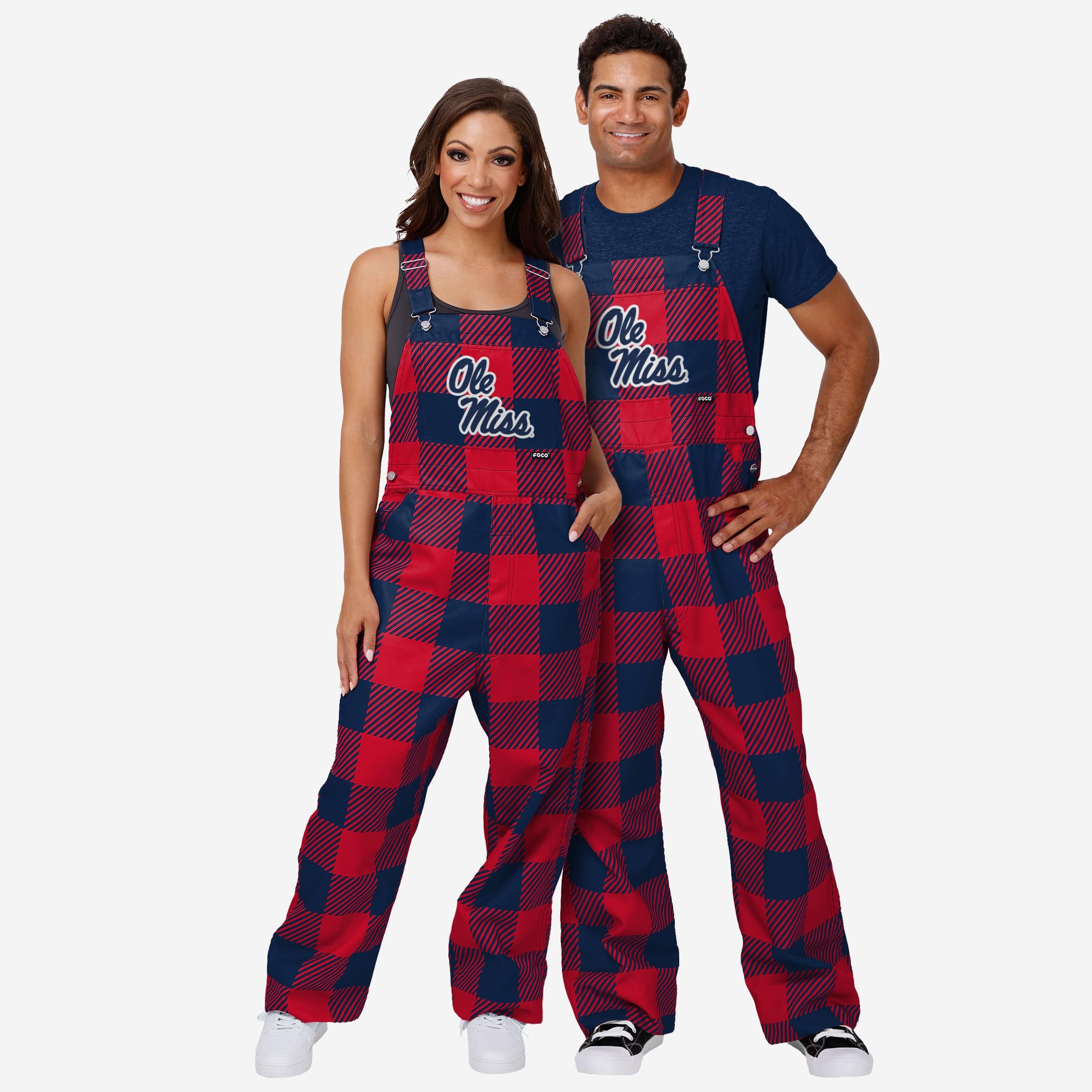 Ole Miss Rebels Womens Plaid Bib Overalls - Image 3