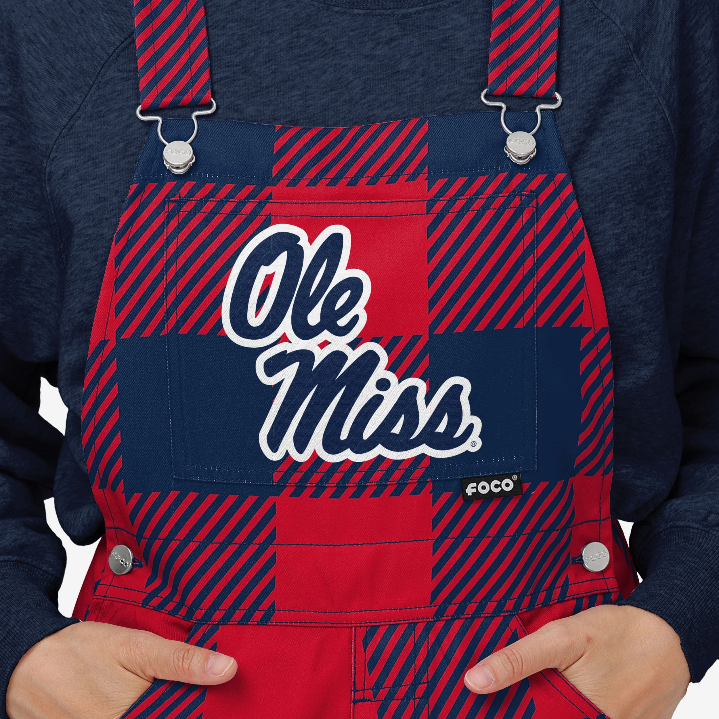 Ole Miss Rebels Womens Plaid Bib Overalls - Image 4