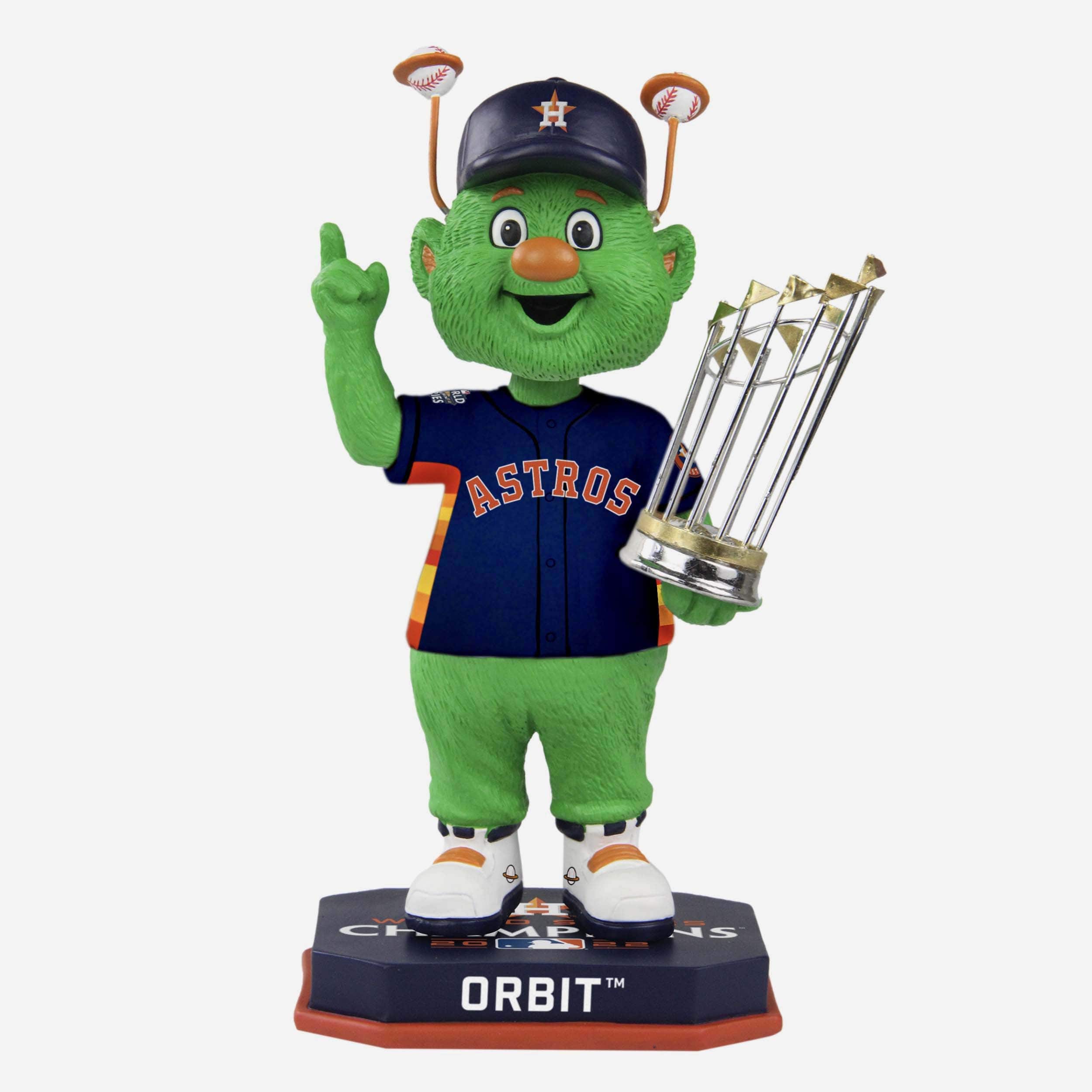 Orbit Houston Astros Navy Blue Uniform 2022 World Series Champions Mascot Bobblehead