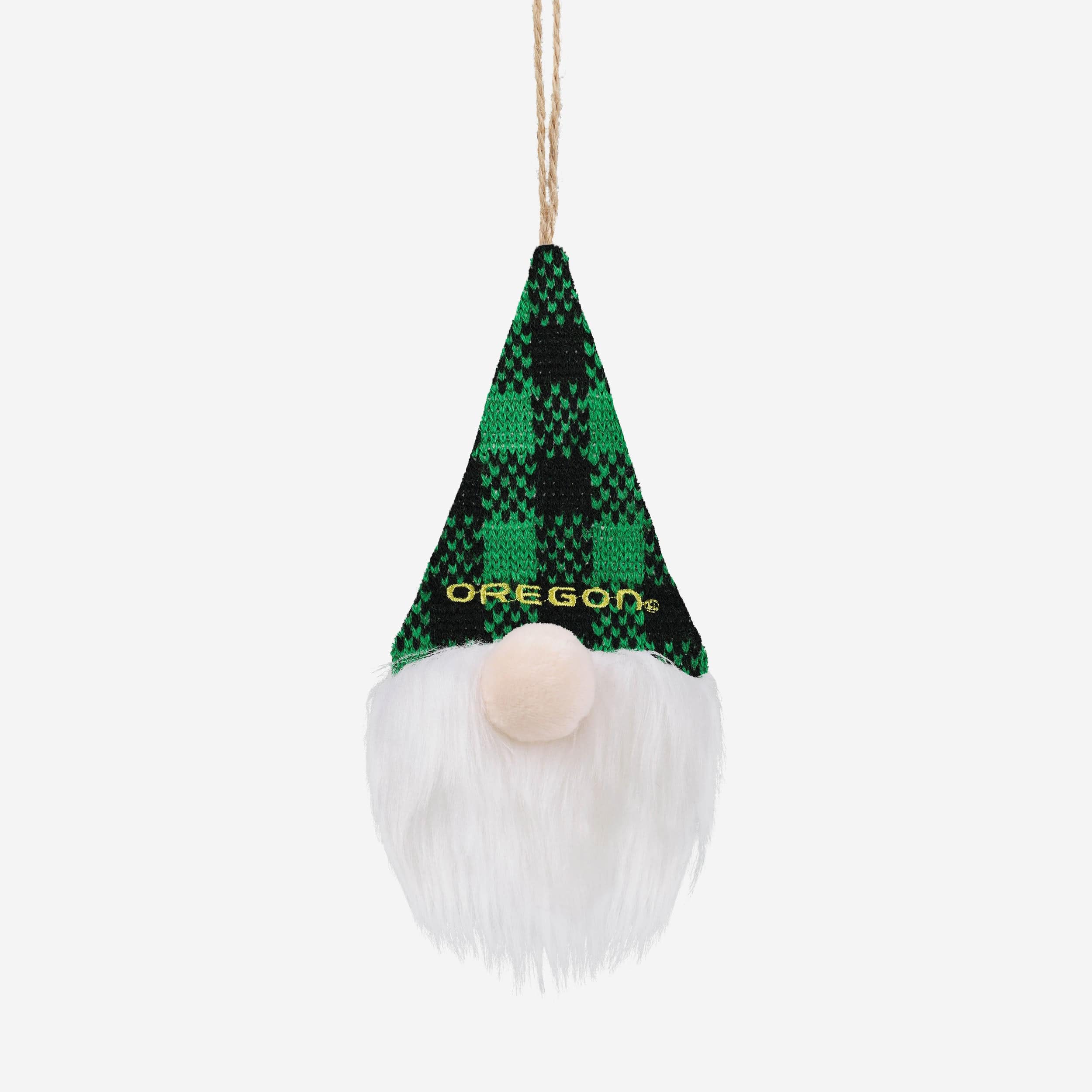Oregon Ducks Plaid Hat Plush Gnome Ornament