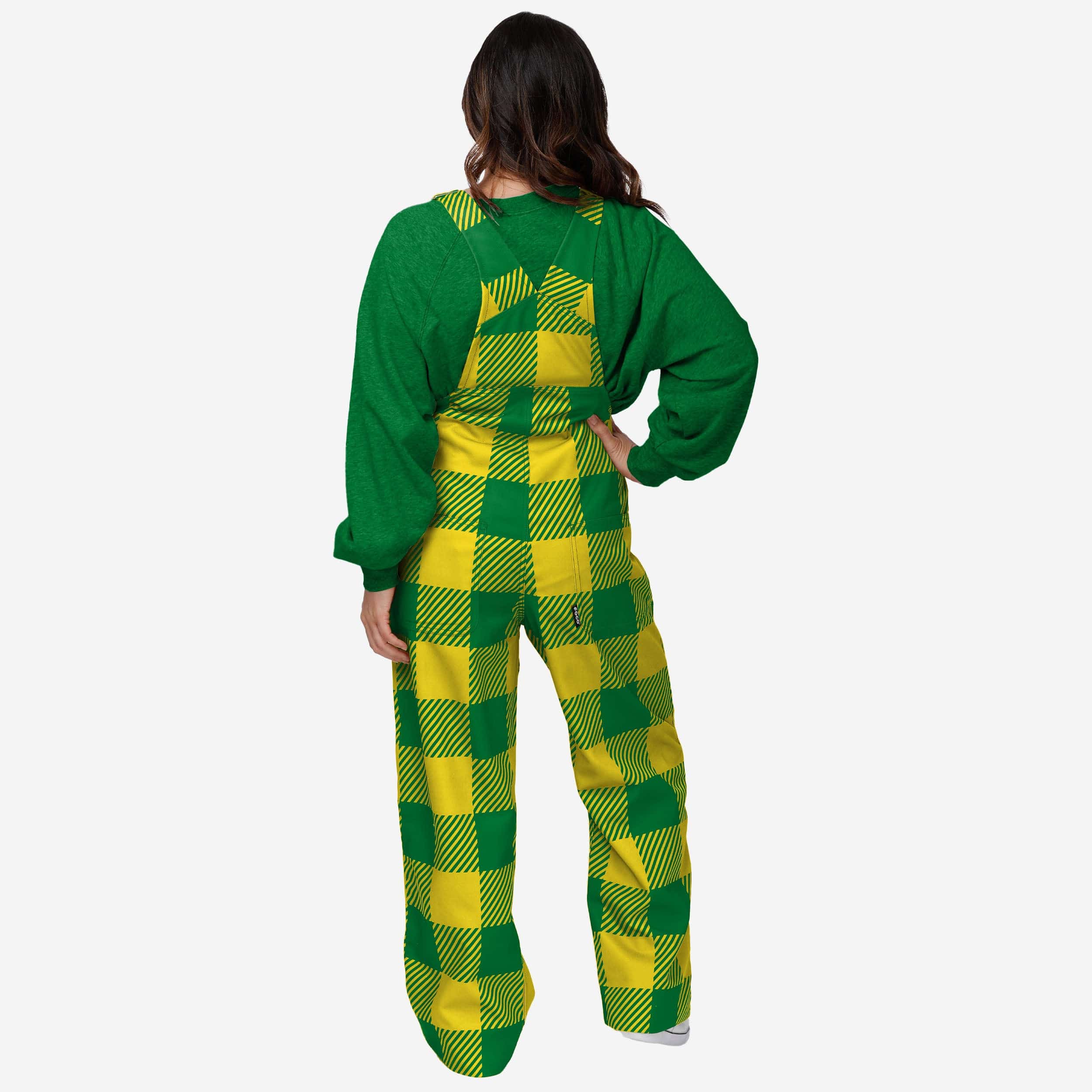 Oregon Ducks Womens Plaid Bib Overalls - Image 2