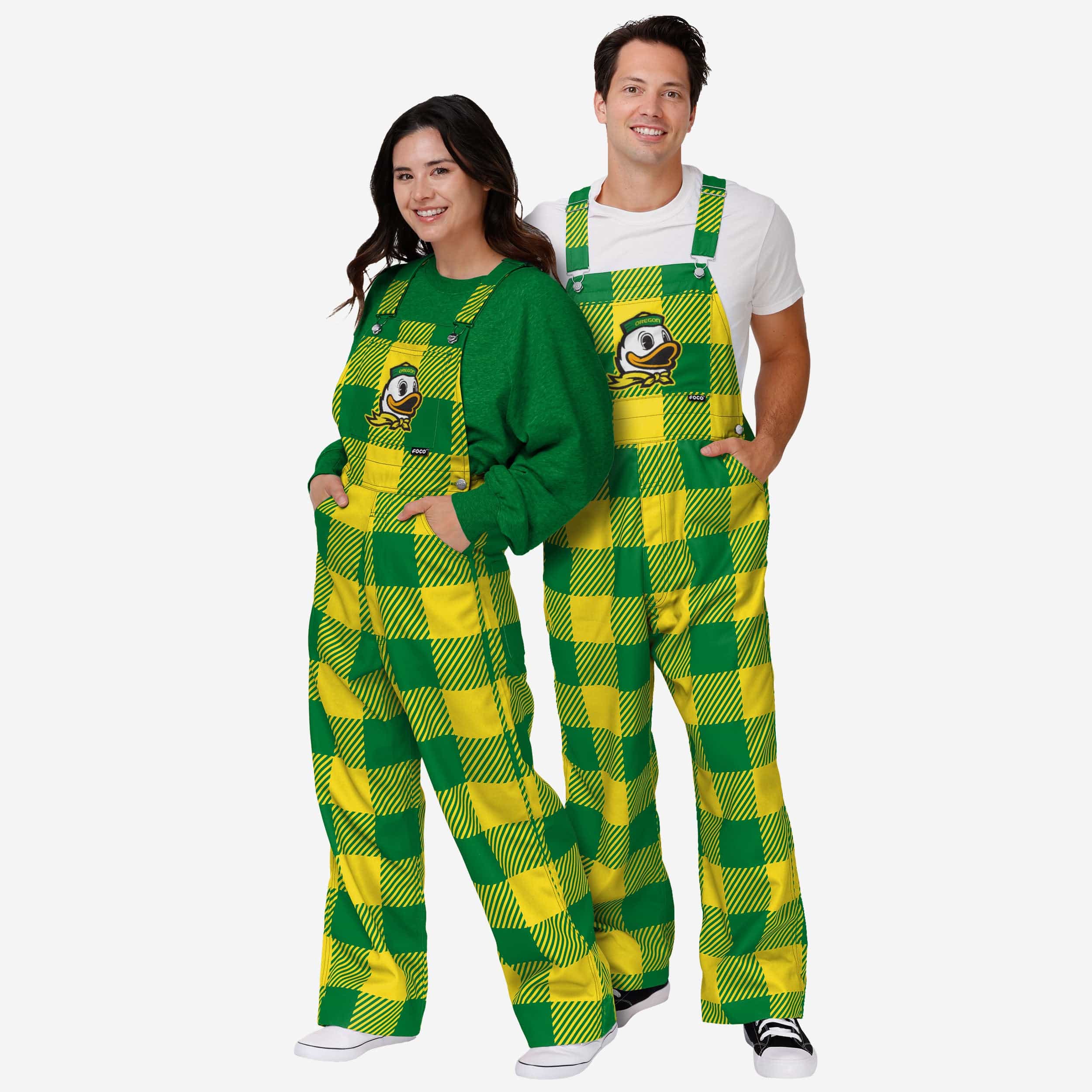 Oregon Ducks Womens Plaid Bib Overalls - Image 3