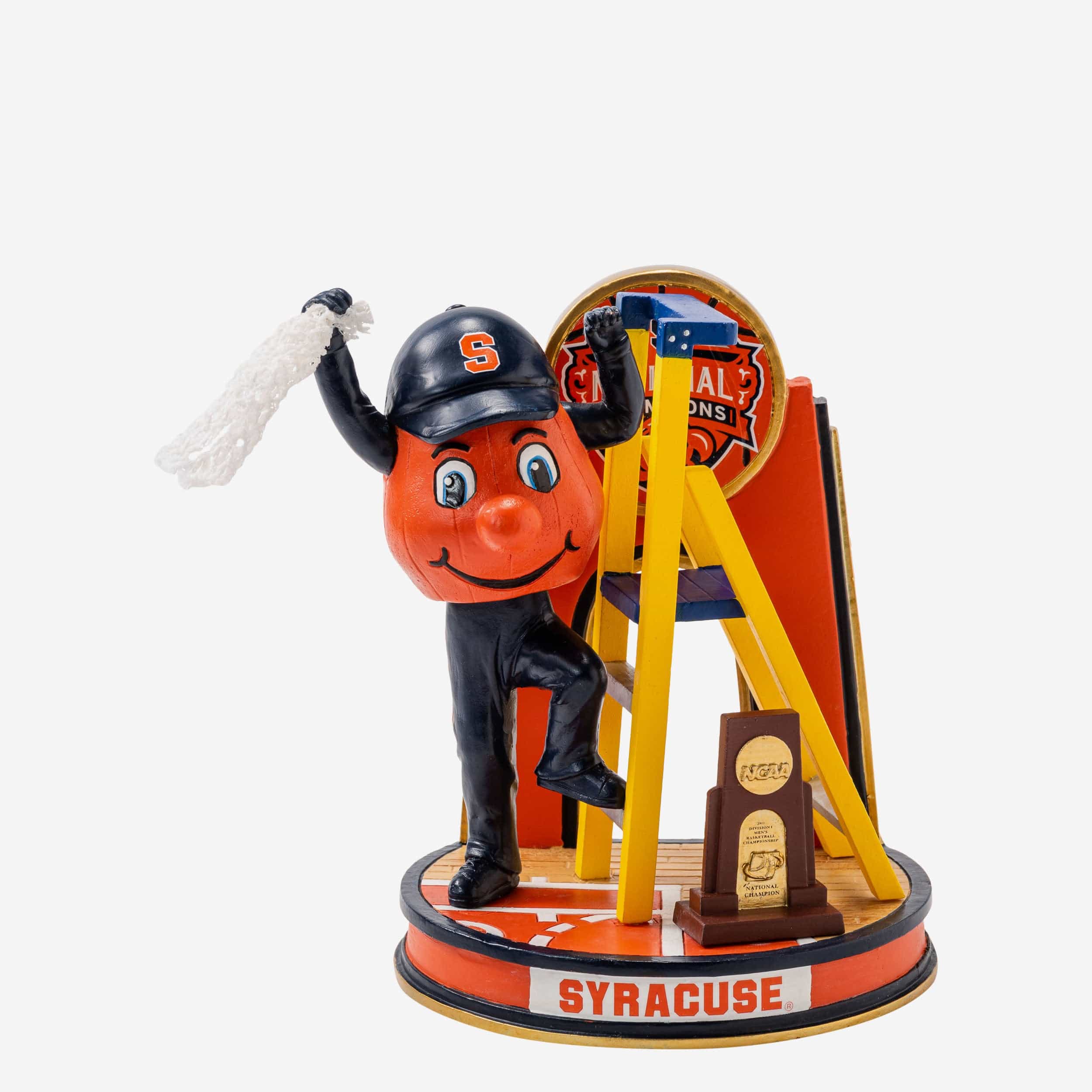 Otto The Orange Syracuse Orange 2003 Mens Basketball National Champions Cutting The Net Mascot Mini Bobblehead Scene