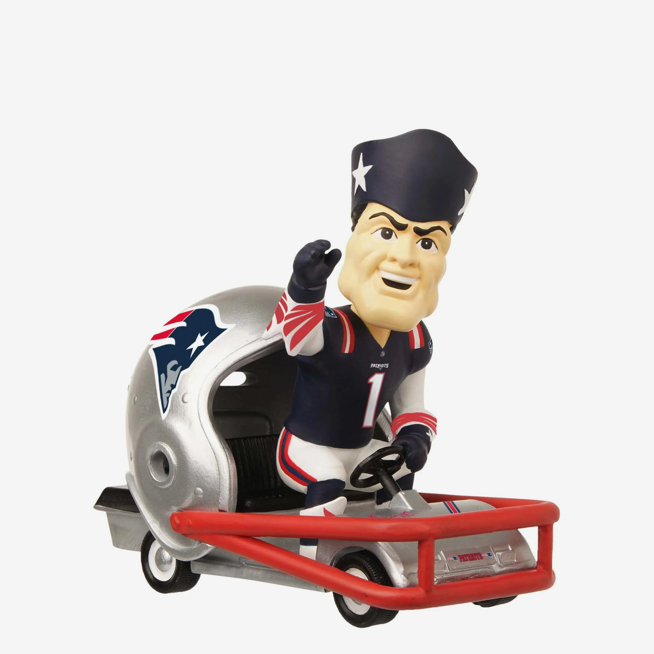 Pat the Patriot New England Patriots Helmet Cart Mascot Bobblehead
