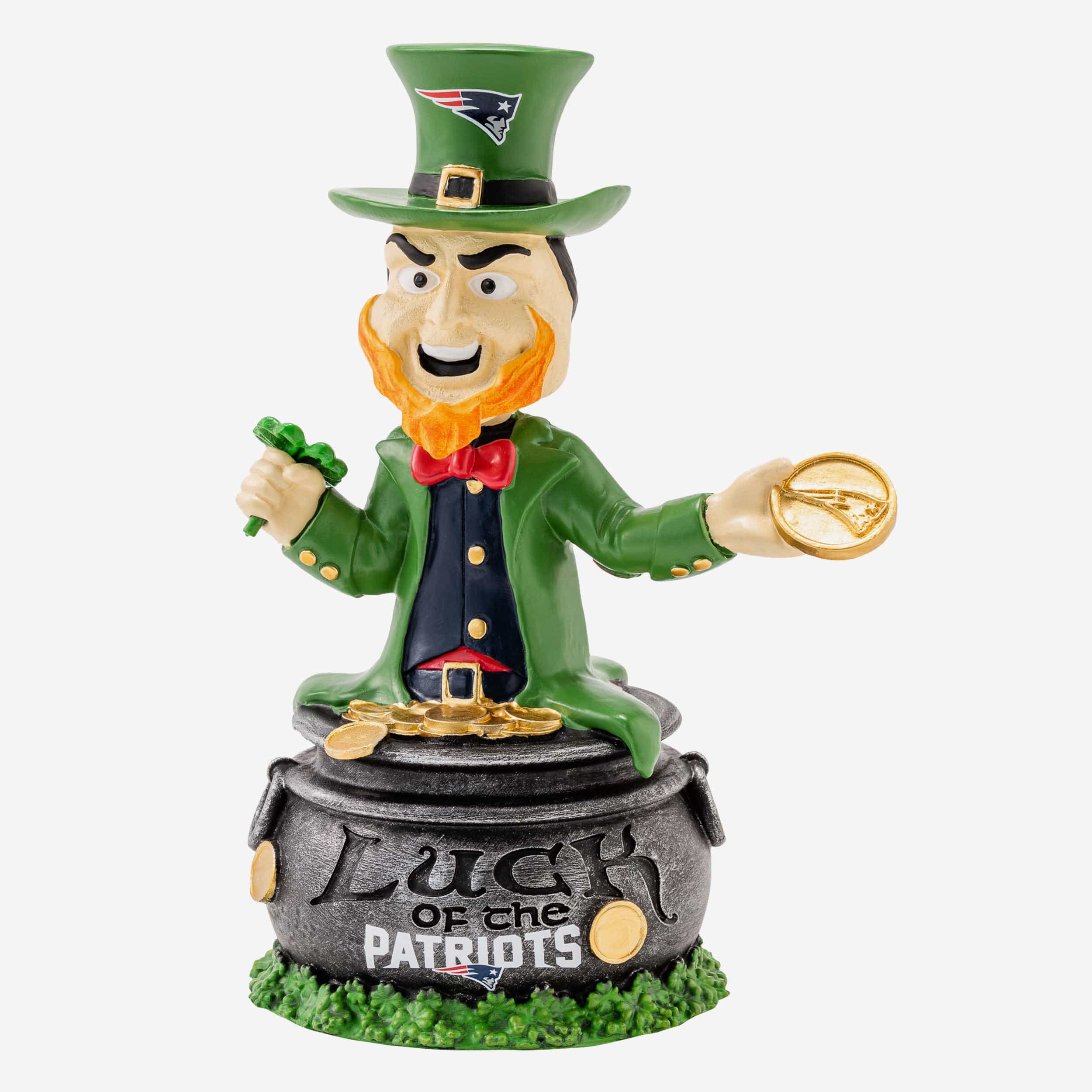 Pat the Patriot New England Patriots Saint Patricks Day Mascot Bobblehead