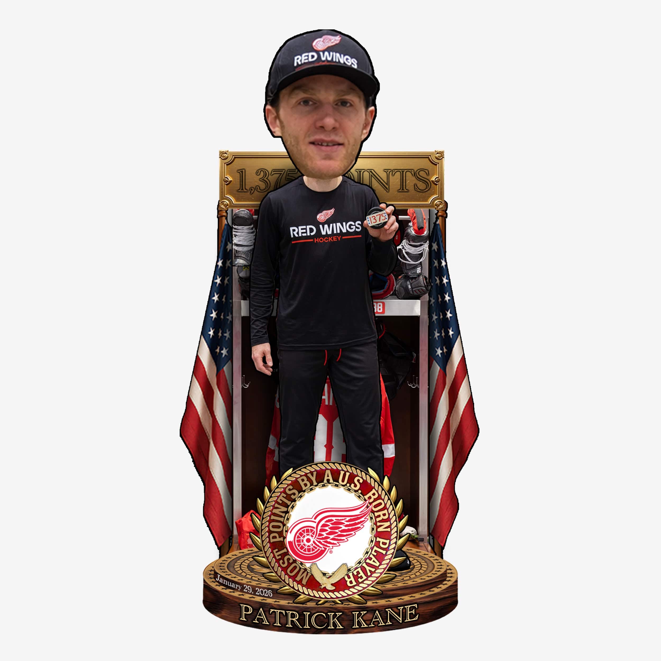Patrick Kane Detroit Red Wings All-Time American-Born Points Leader Bobblehead