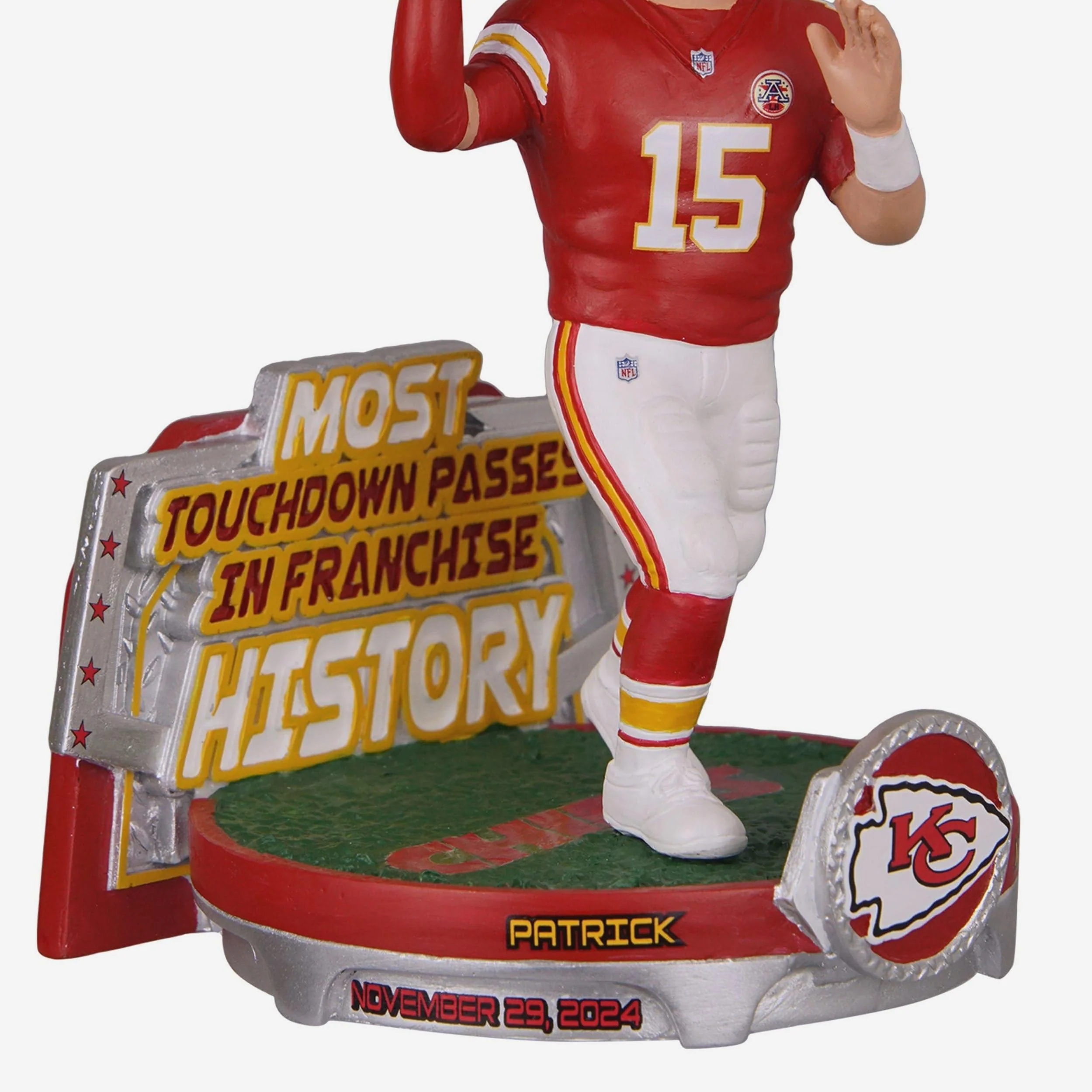 Patrick Mahomes Kansas City Chiefs Career Franchise Touchdown Pass Record Bobblehead - Image 3