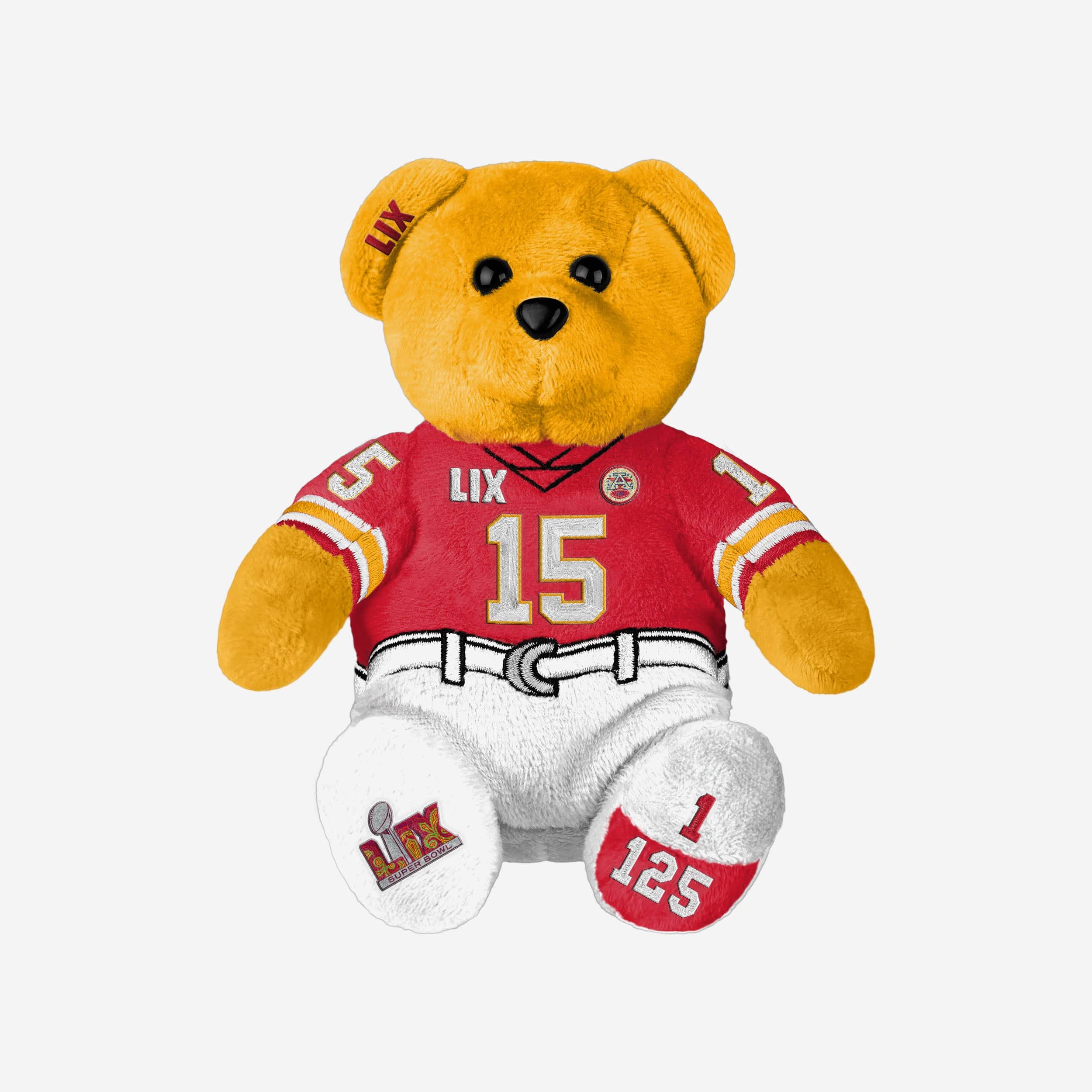 Patrick Mahomes Kansas City Chiefs Super Bowl LIX Bound Team Beans Embroidered Player Bear - Image 3
