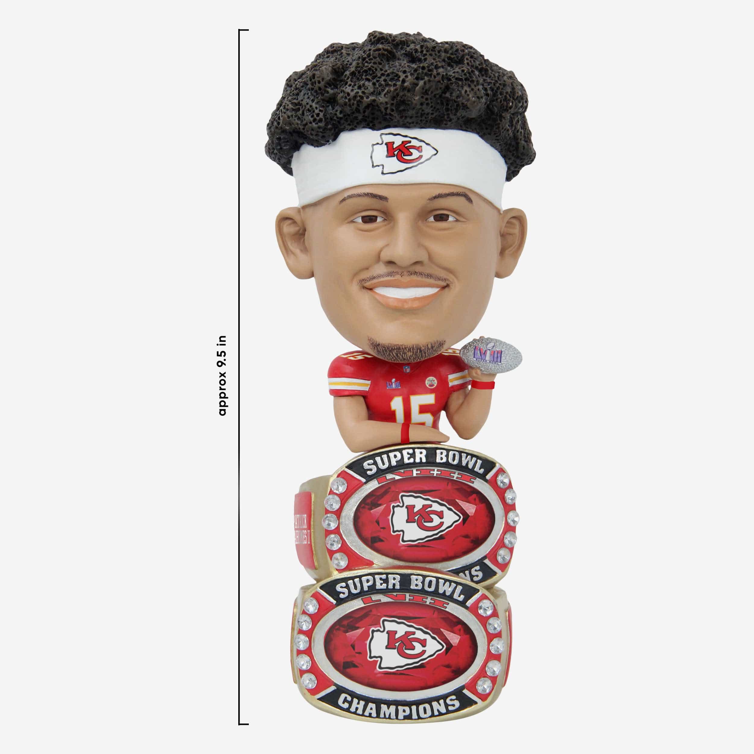 Patrick Mahomes Kansas City Chiefs Super Bowl LVIII Champions Double Base Ring Bighead Bobblehead - Image 3