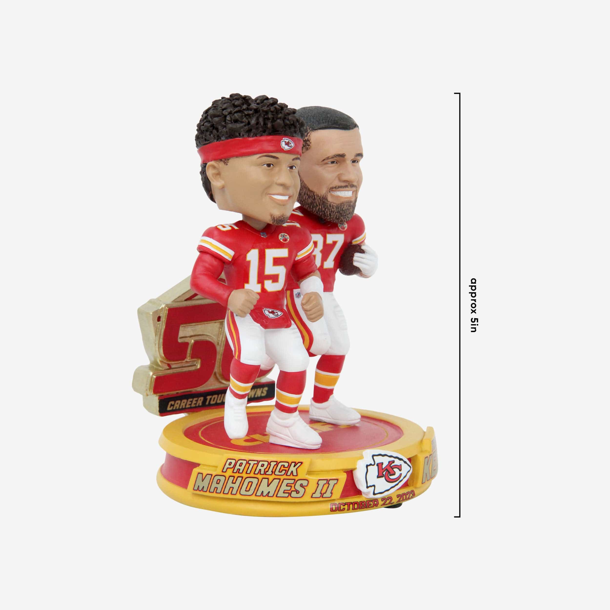 Patrick Mahomes & Travis Kelce Kansas City Chiefs 50th Touchdown Connection Dual Bobblehead - Image 5