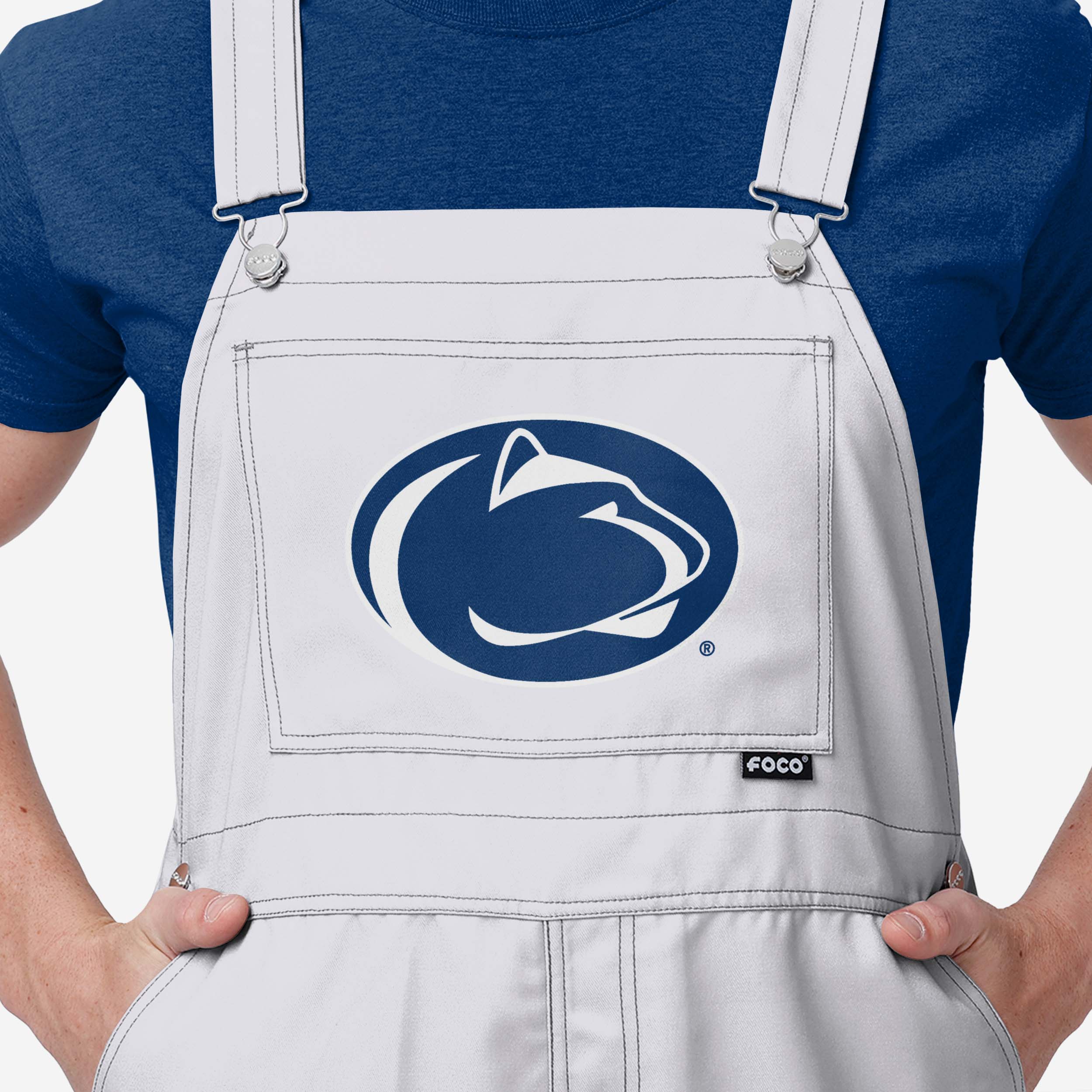Penn State Nittany Lions Mens Solid White Thematic Bib Overalls - Image 4