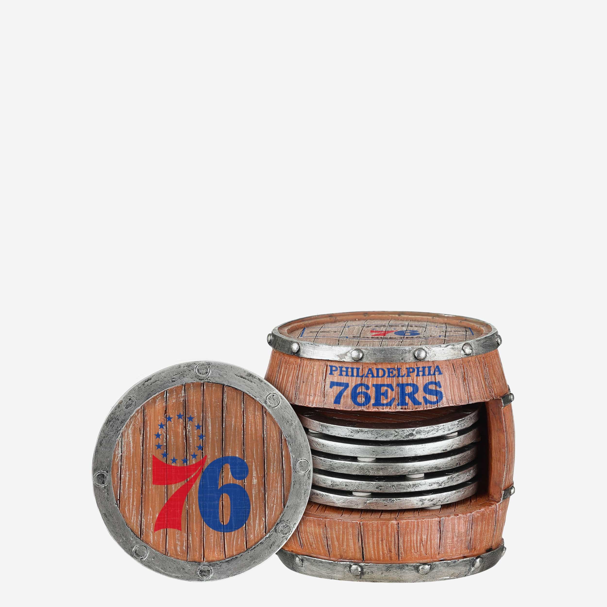 Philadelphia 76ers 5 Pack Barrel Coaster Set