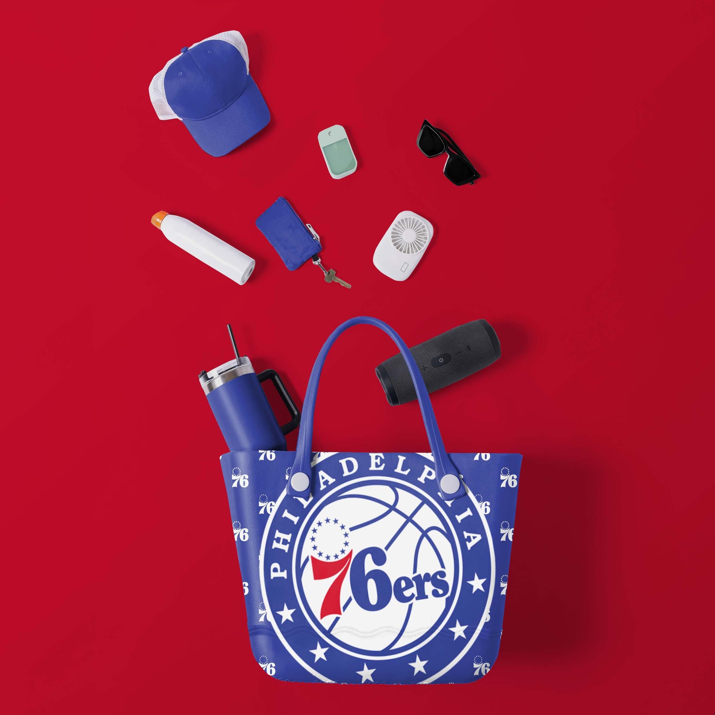 Philadelphia 76ers Big Logo Mini Print Tailgate Tote Bag - Image 2