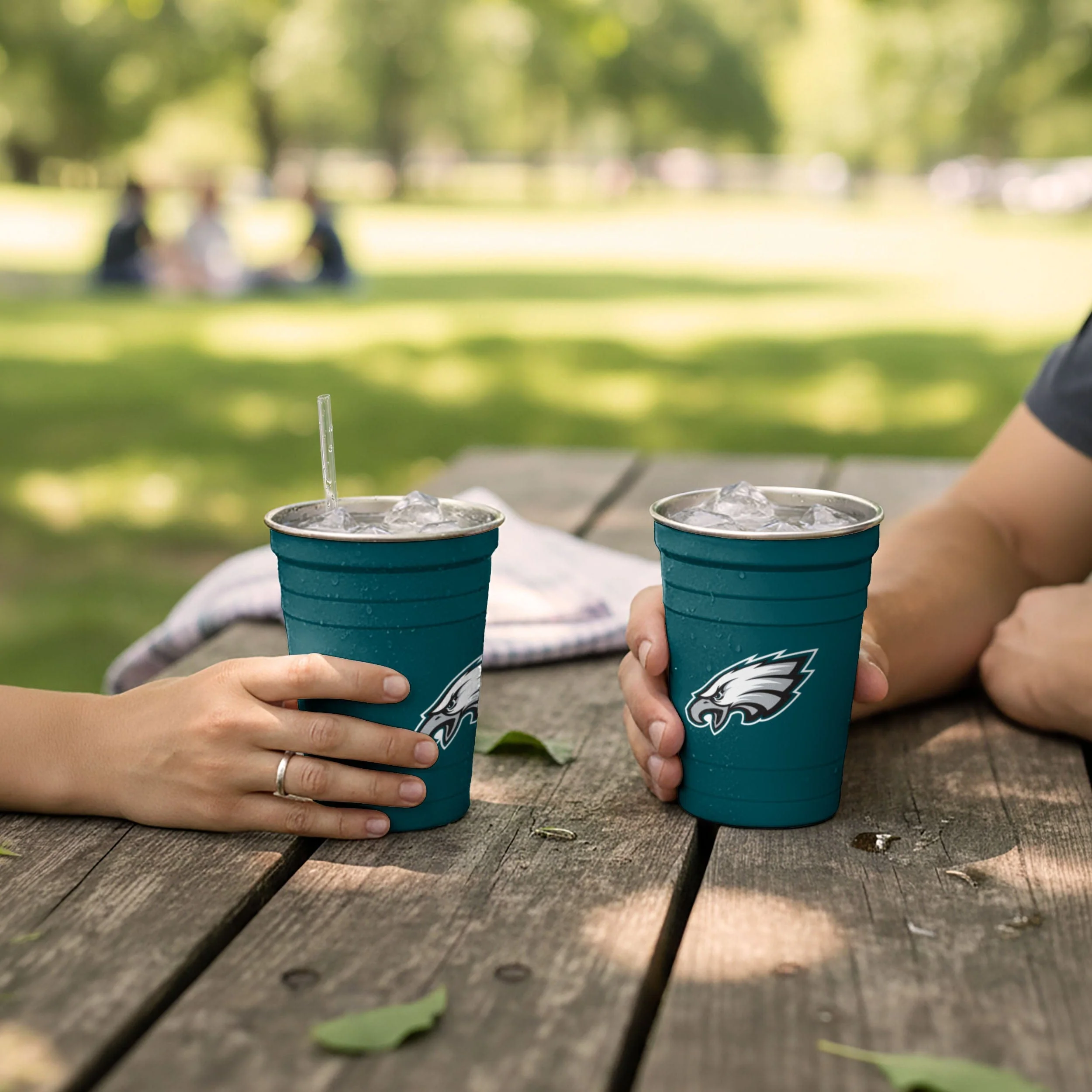 Philadelphia Eagles 2 Pack Reusable Stainless Steel 16 oz Tumbler Cup - Image 3