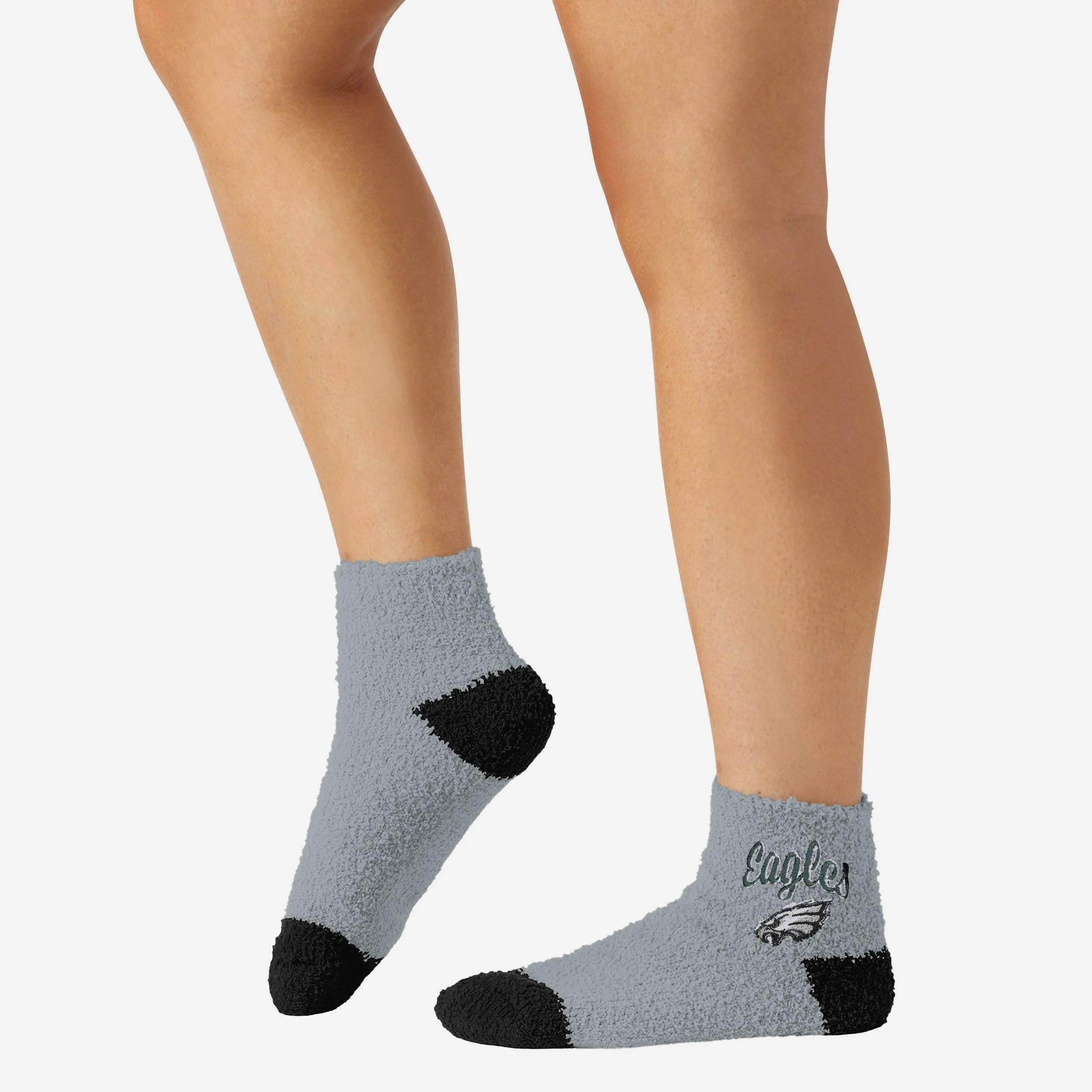 Philadelphia Eagles 2 Pack Womens Script Logo Fuzzy Ankle Socks - Image 3