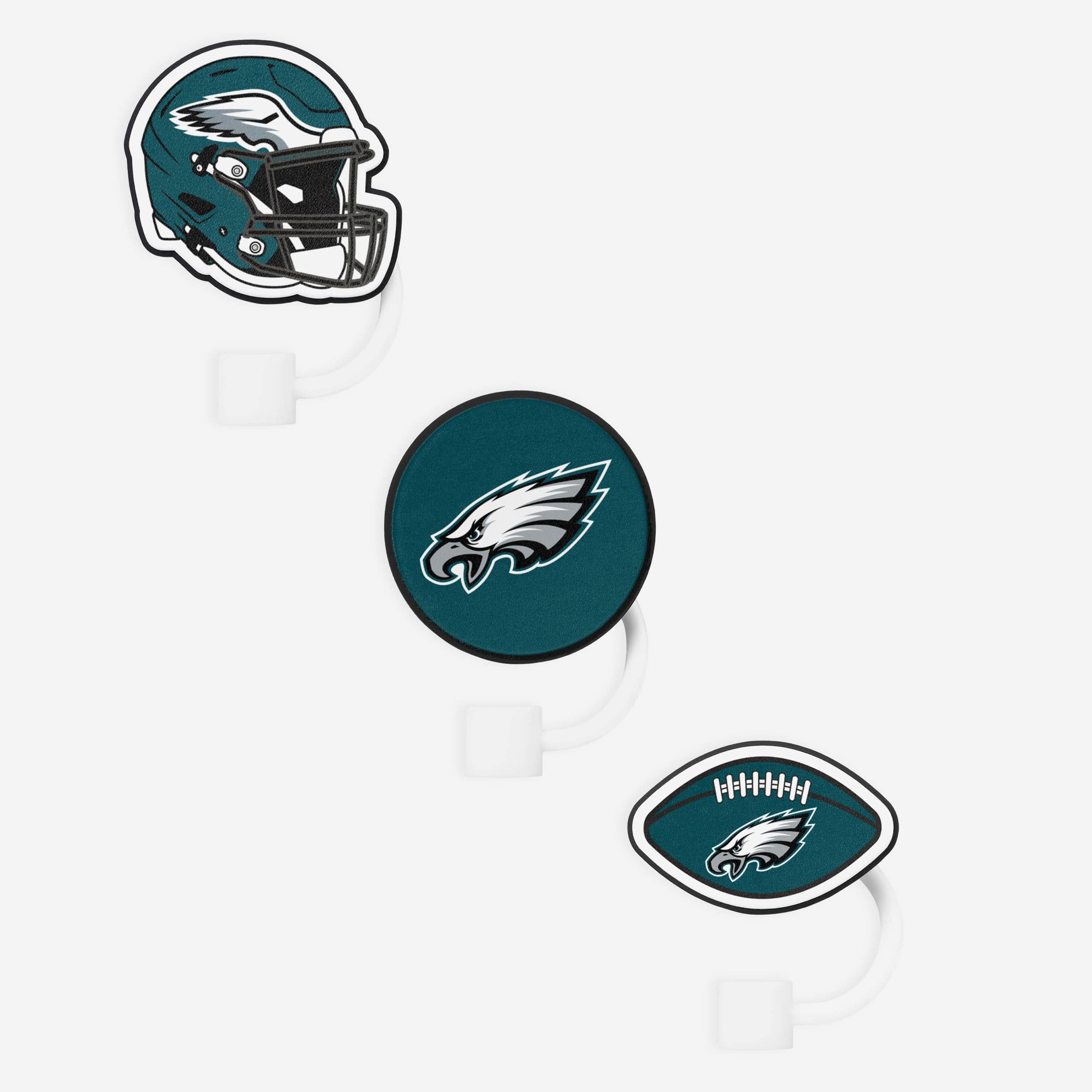 Philadelphia Eagles 3 Pack Primary Logo Straw Toppers - Image 3