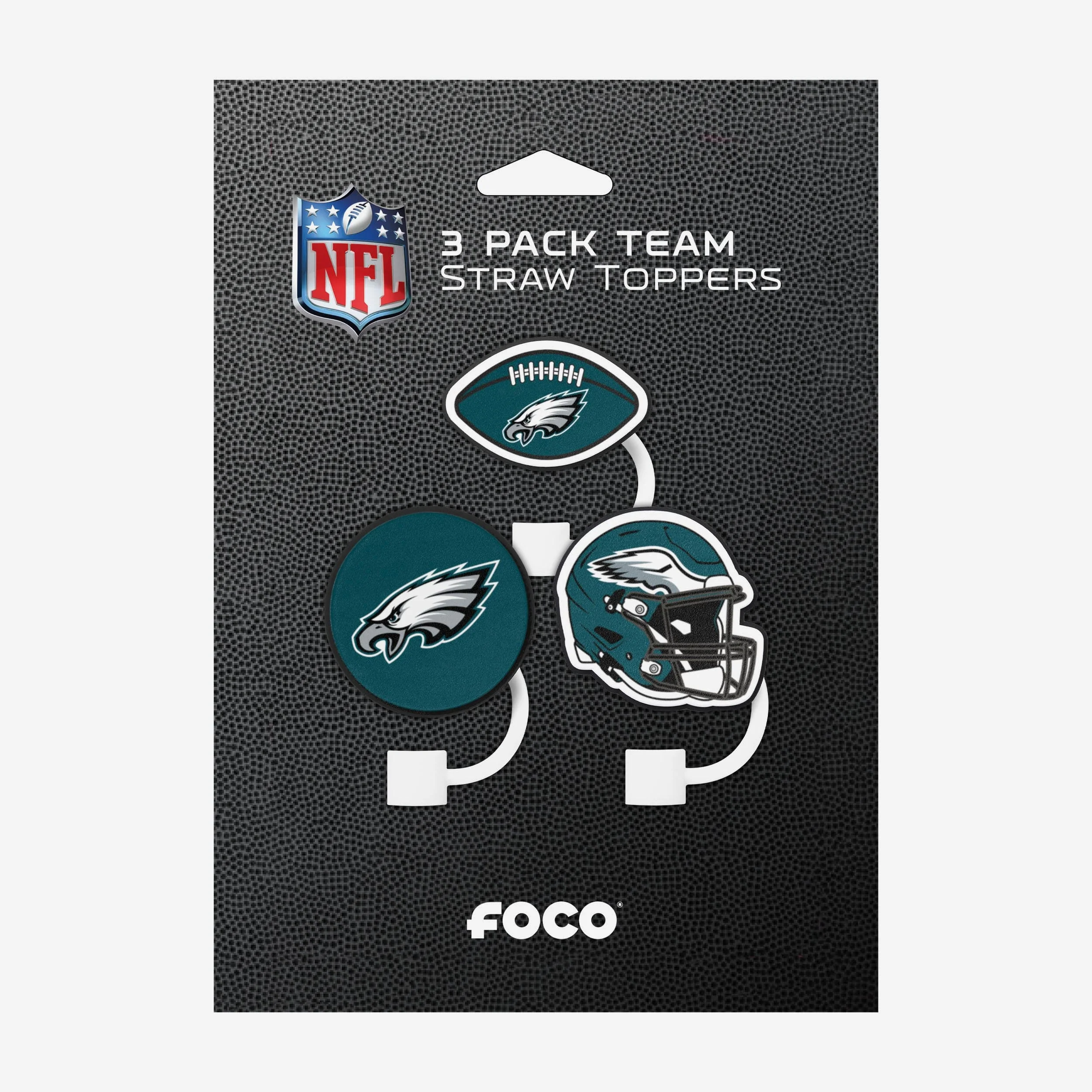 Philadelphia Eagles 3 Pack Primary Logo Straw Toppers - Image 6