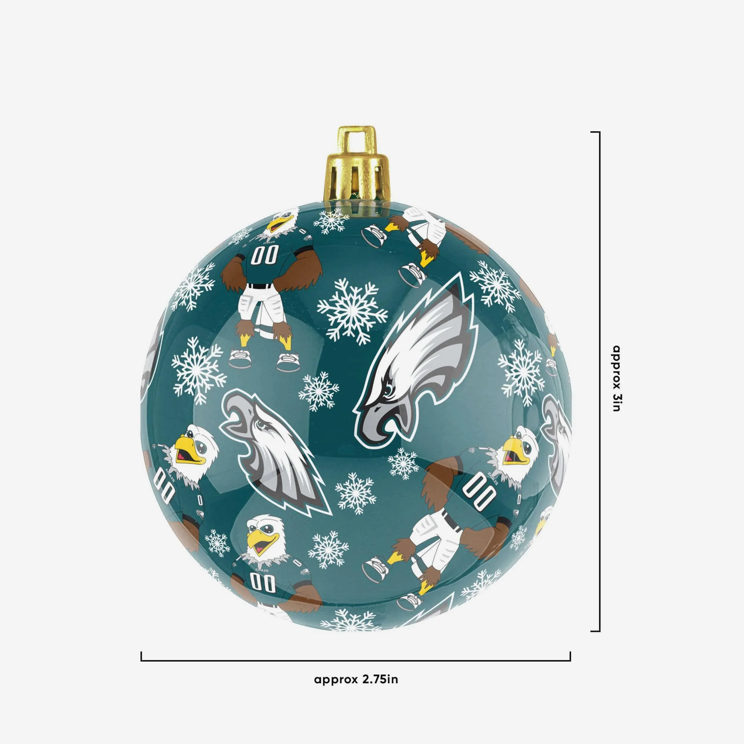 Philadelphia Eagles 4 Pack Ball Mascot Ornament Set - Image 3