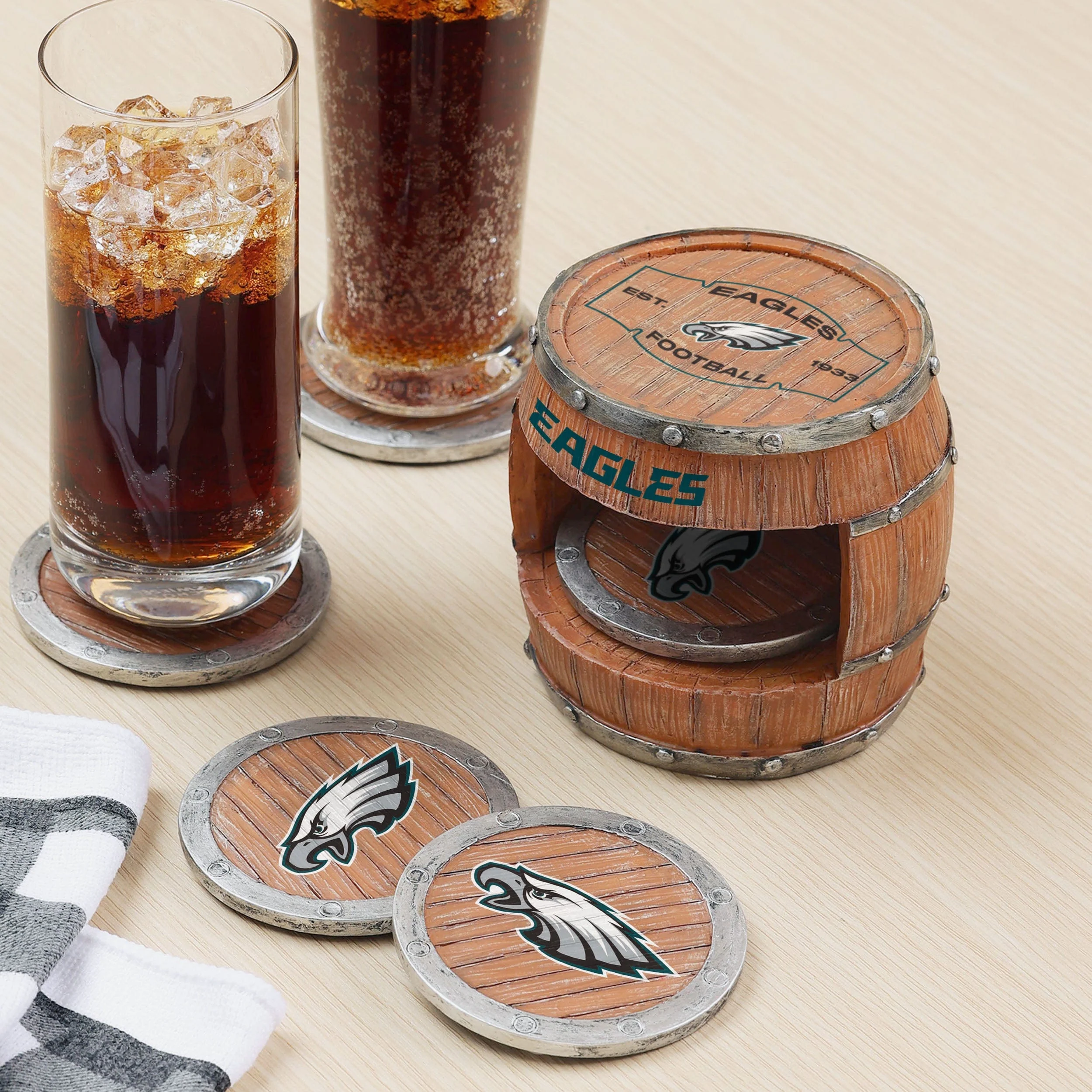 Philadelphia Eagles 5 Pack Barrel Coaster Set - Image 2