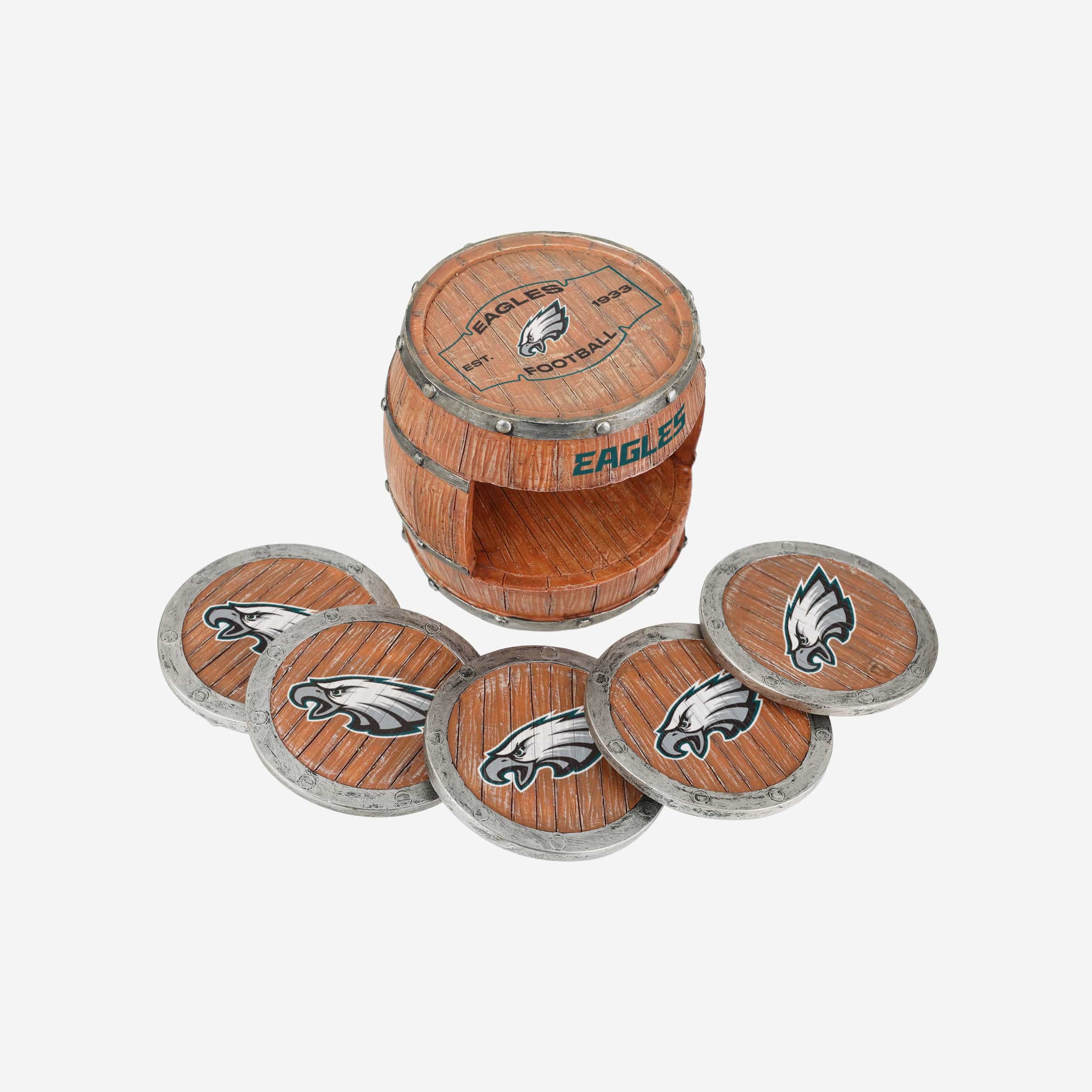 Philadelphia Eagles 5 Pack Barrel Coaster Set - Image 3