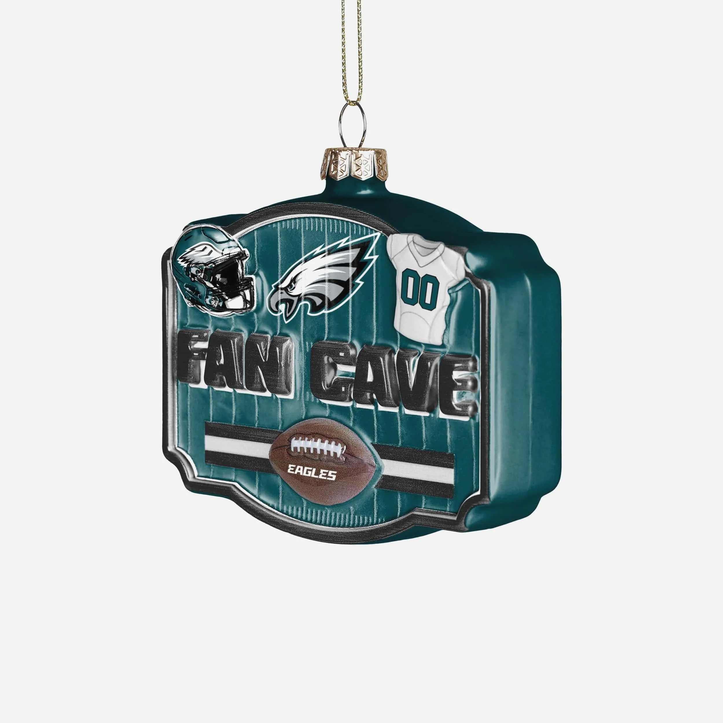 Philadelphia Eagles Blown Glass Fan Cave Ornament - Image 2