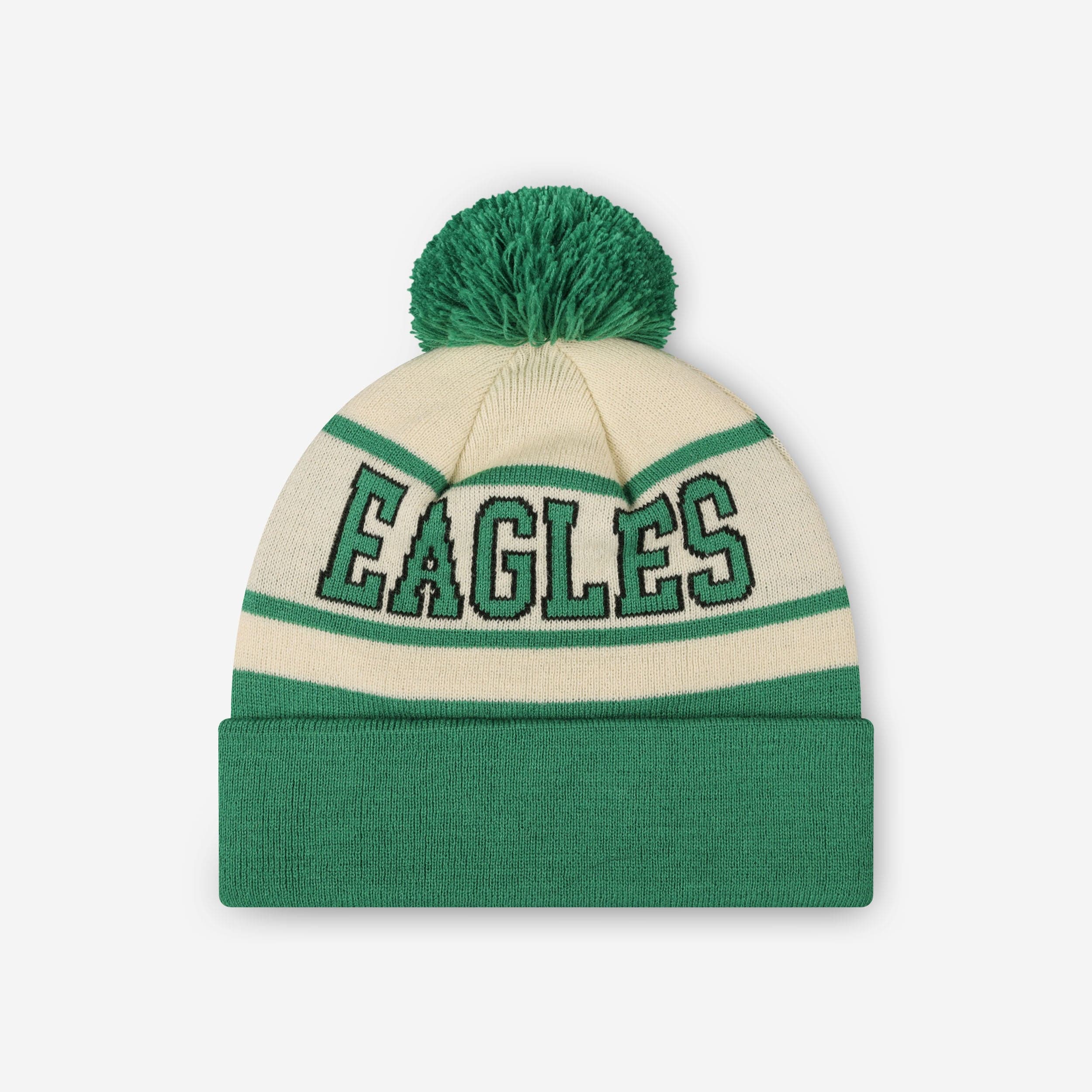 Philadelphia Eagles Heritage Stripe Retro Logo Pom Beanie - Image 2