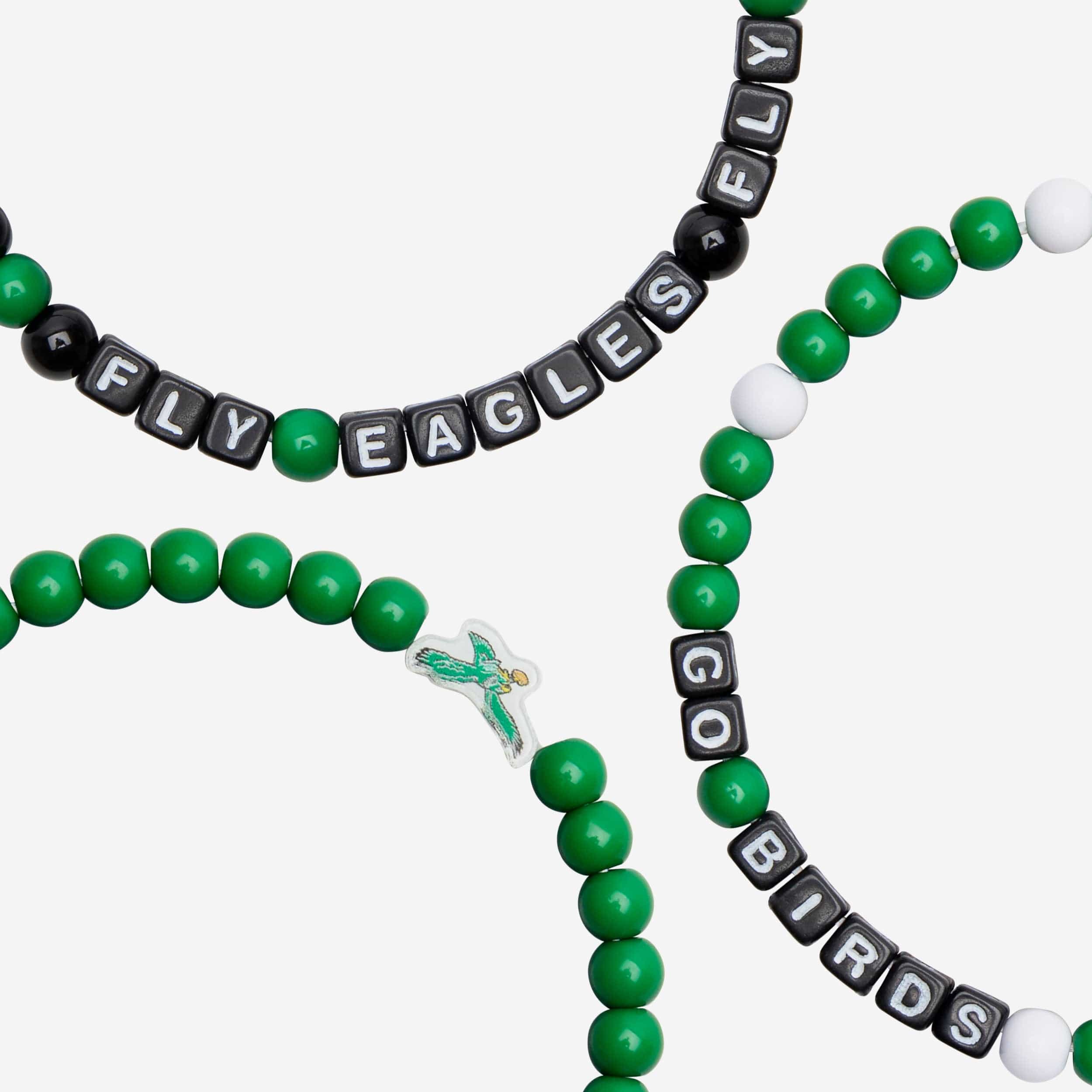Philadelphia Eagles Kelly Green 3 Pack Beaded Friendship Bracelet - Image 2