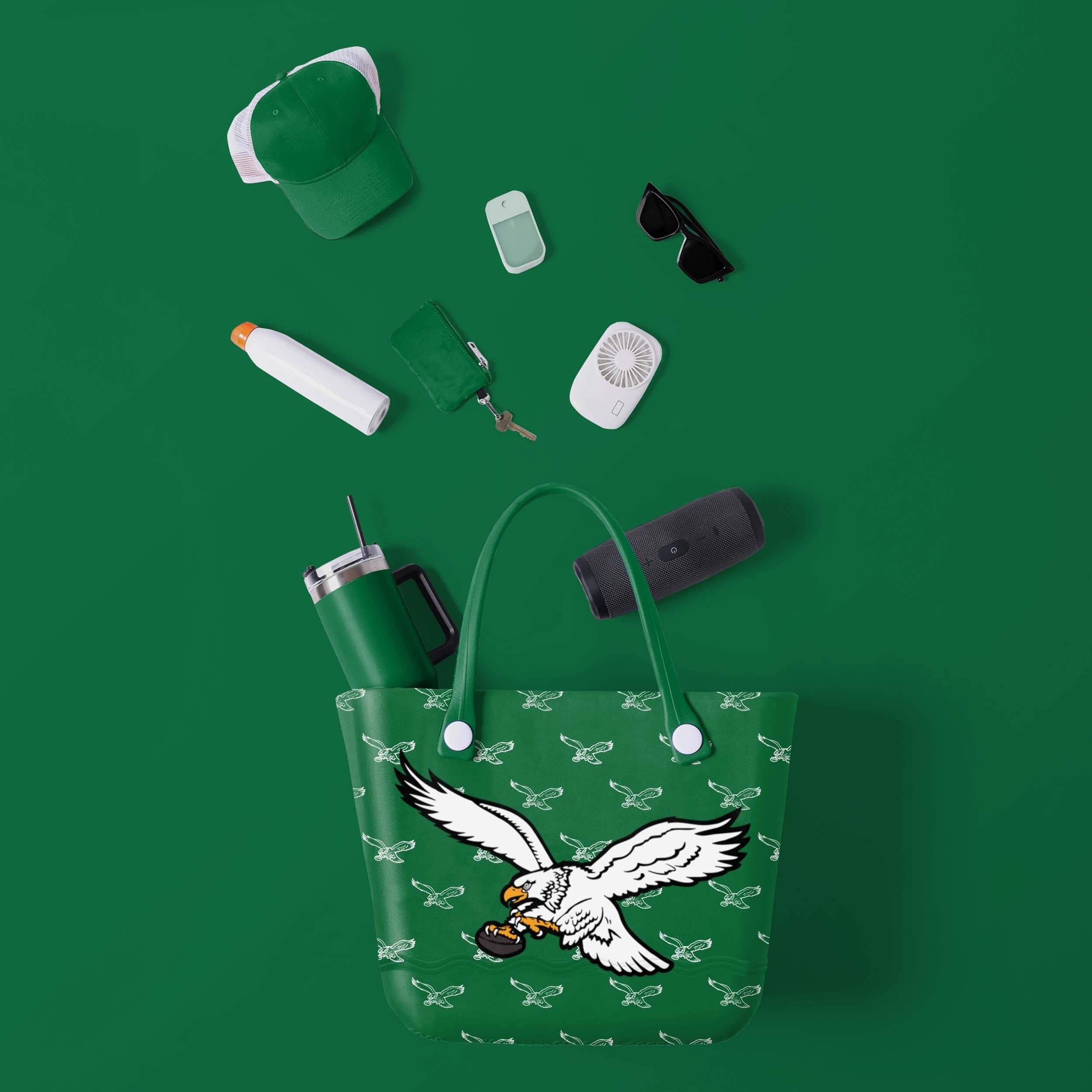 Philadelphia Eagles Kelly Green Big Logo Mini Print Tailgate Tote Bag - Image 2
