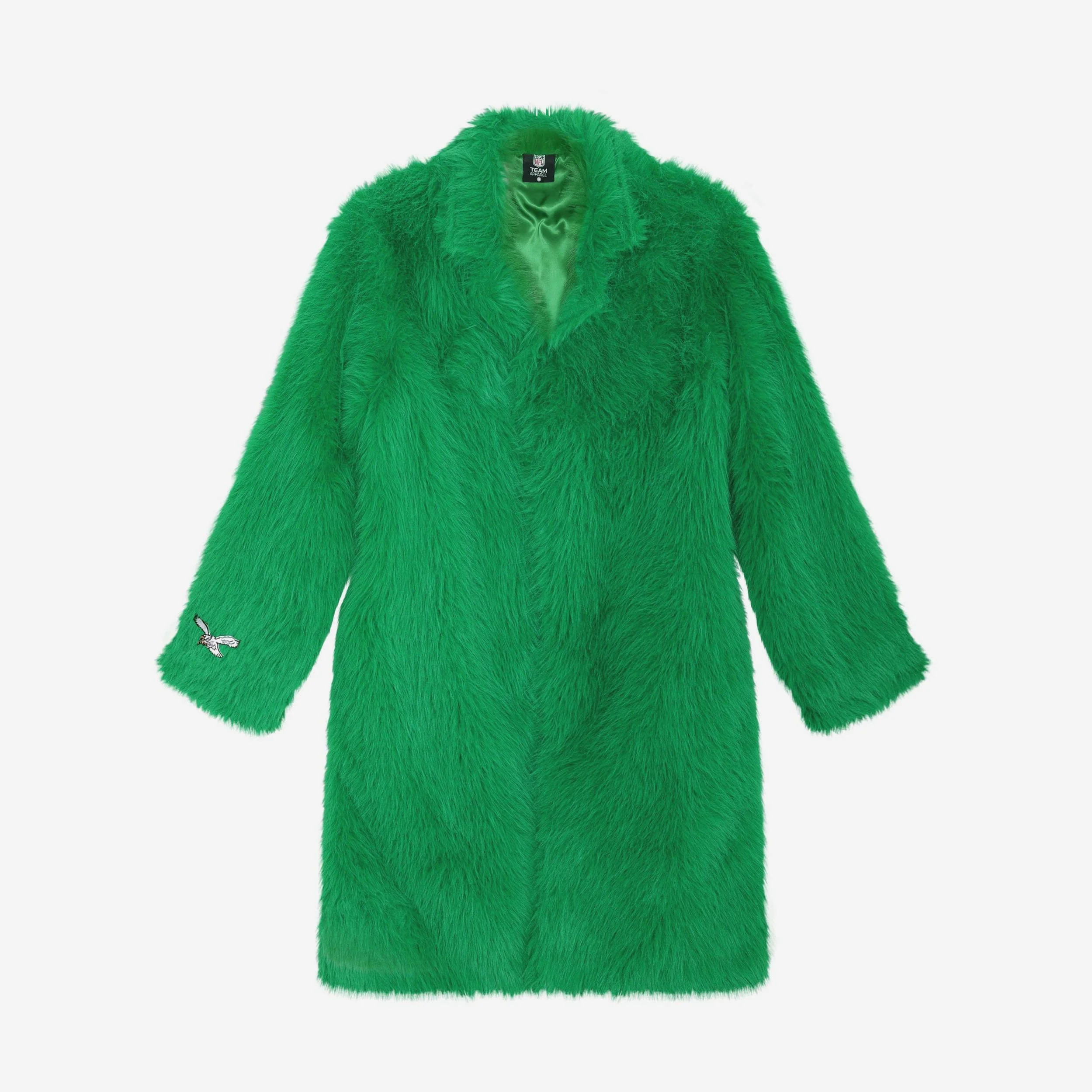 Philadelphia Eagles Kelly Green Faux Fur Long Jacket - Image 4