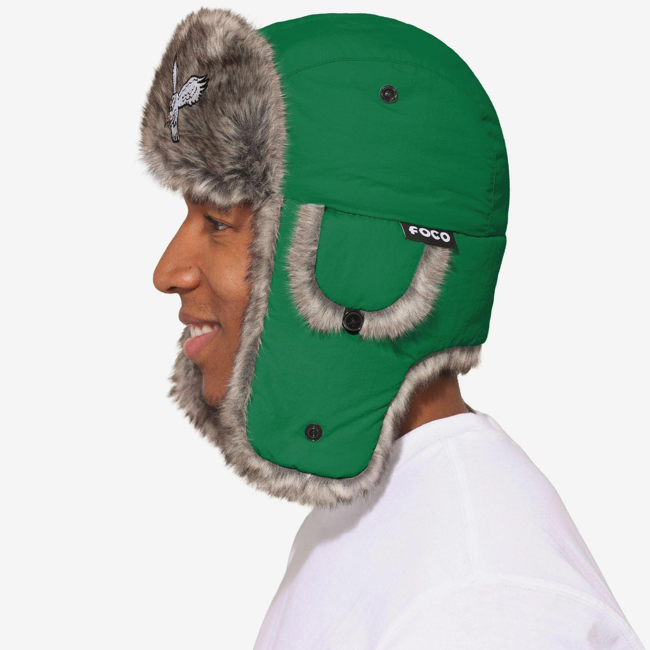 Philadelphia Eagles Kelly Green Faux Fur Trapper Hat - Image 2