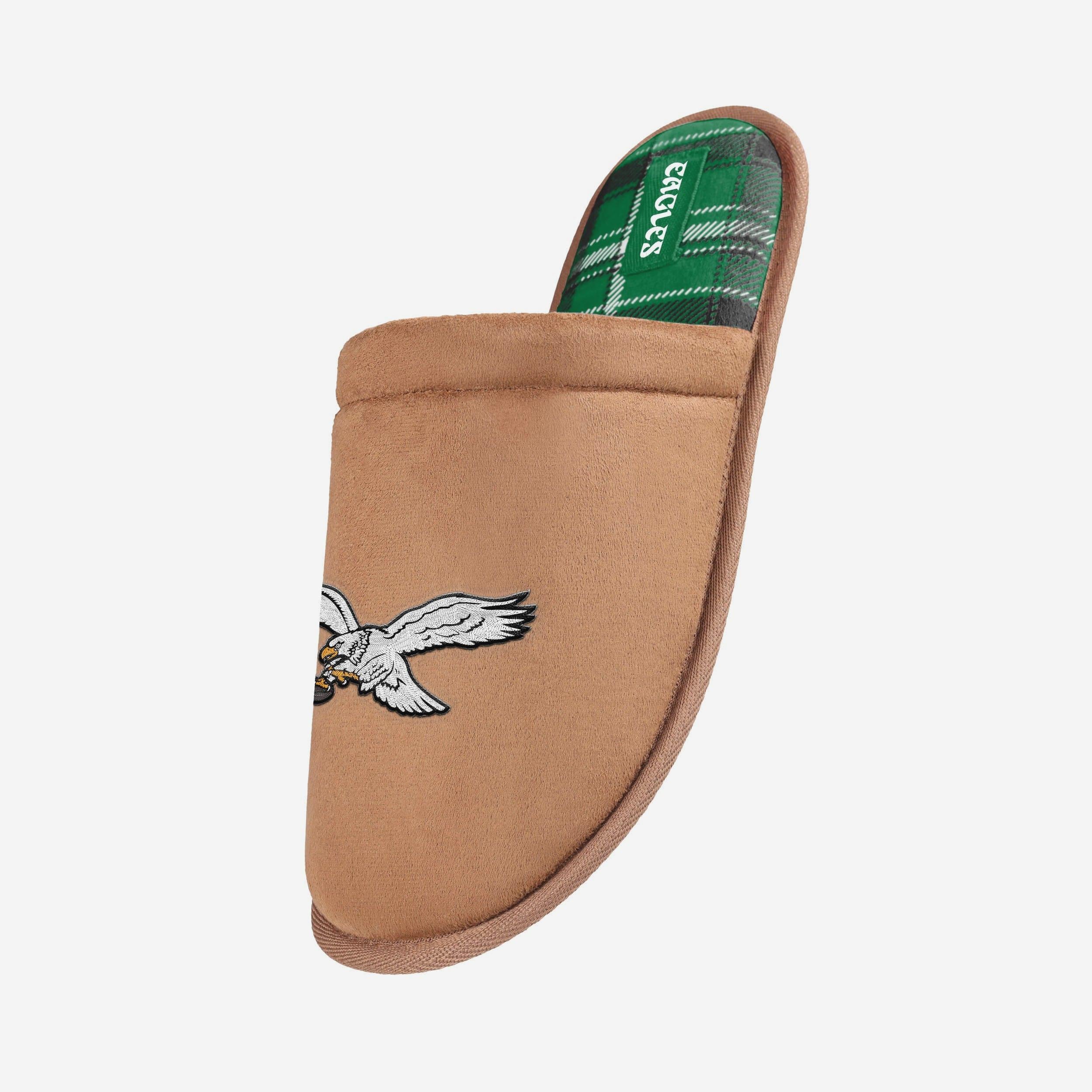 Philadelphia Eagles Kelly Green Flannel Lined Brown Suede Scuff Slipper - Image 2