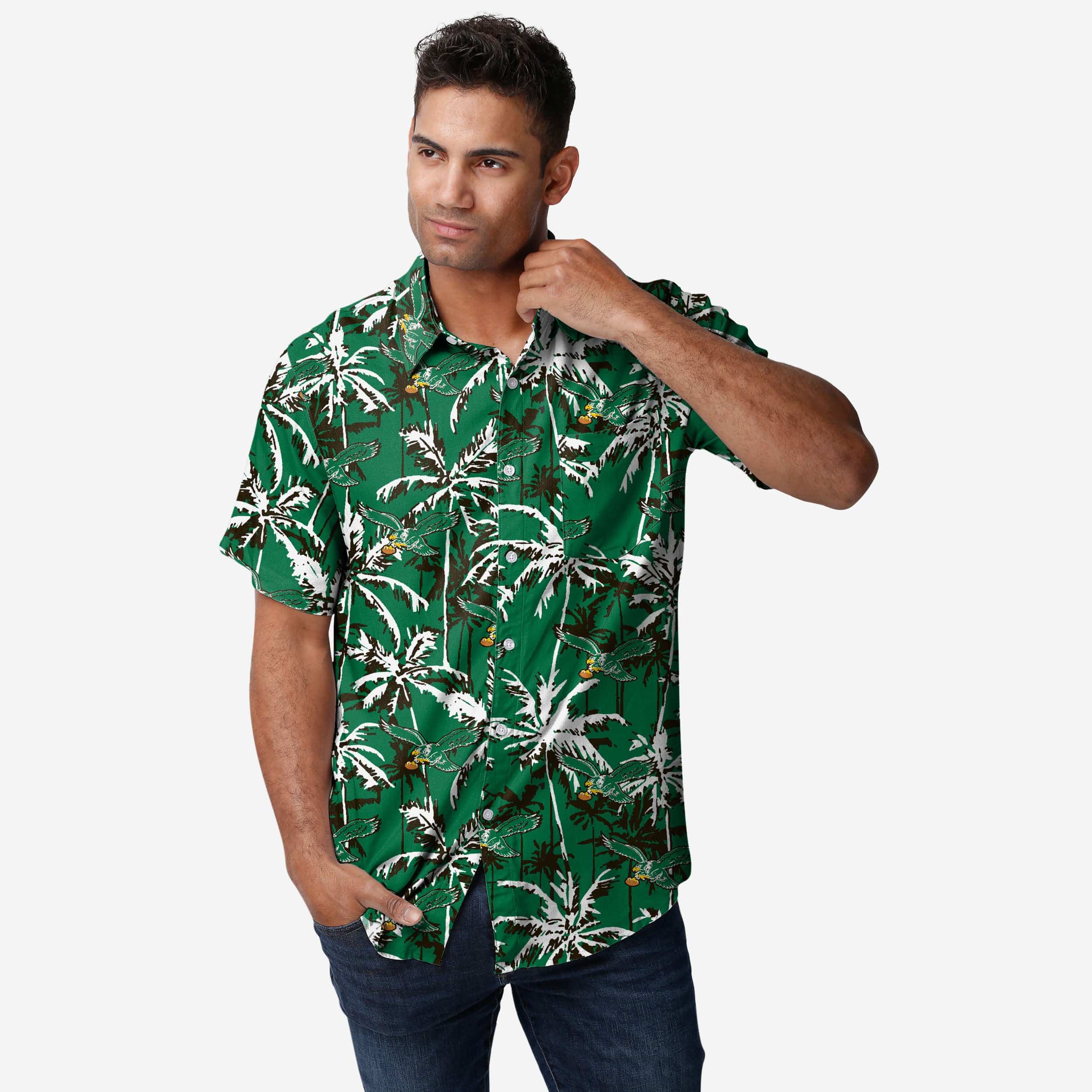 Philadelphia Eagles Kelly Green Floral Button Up Shirt