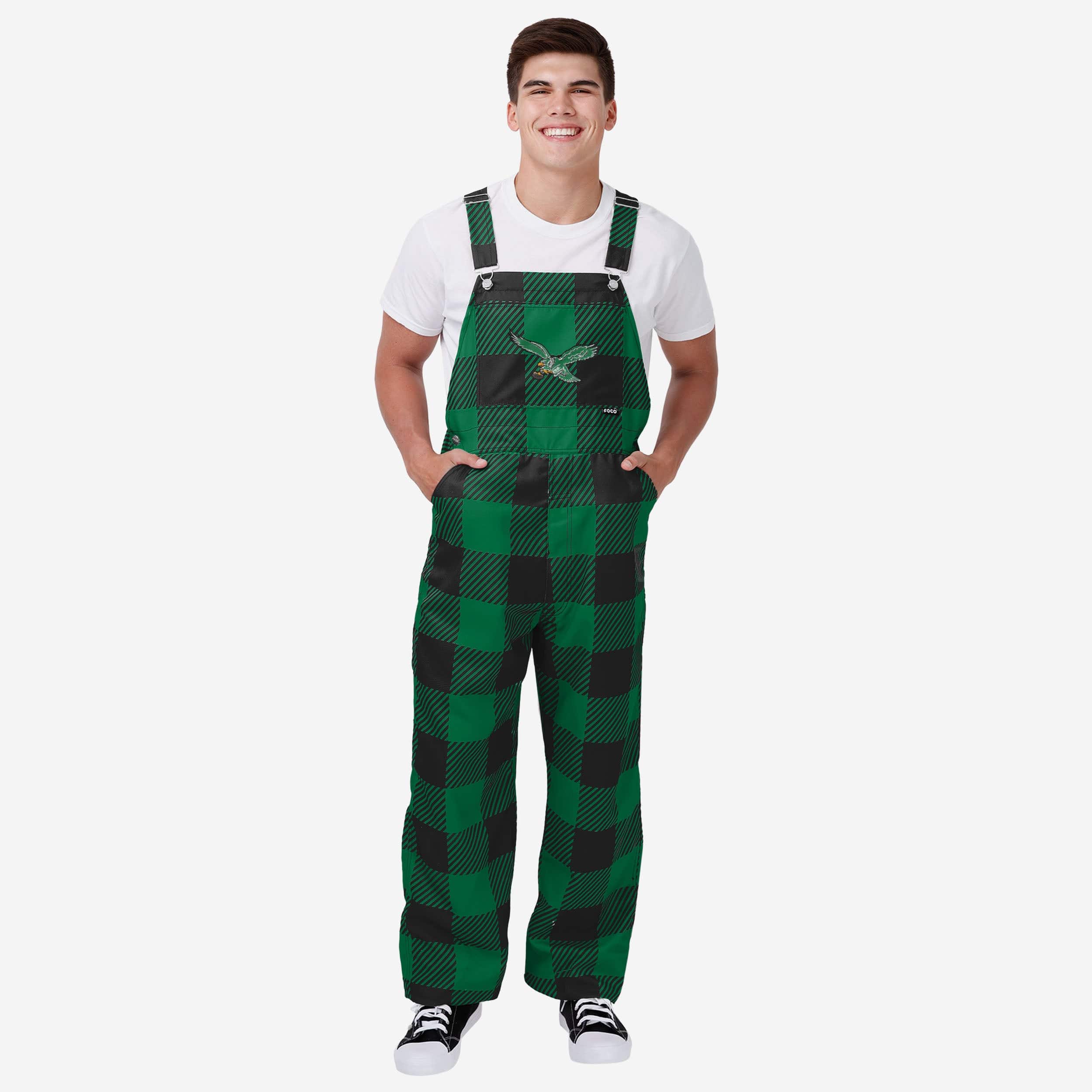 Philadelphia Eagles Kelly Green Mens Plaid Bib Overalls