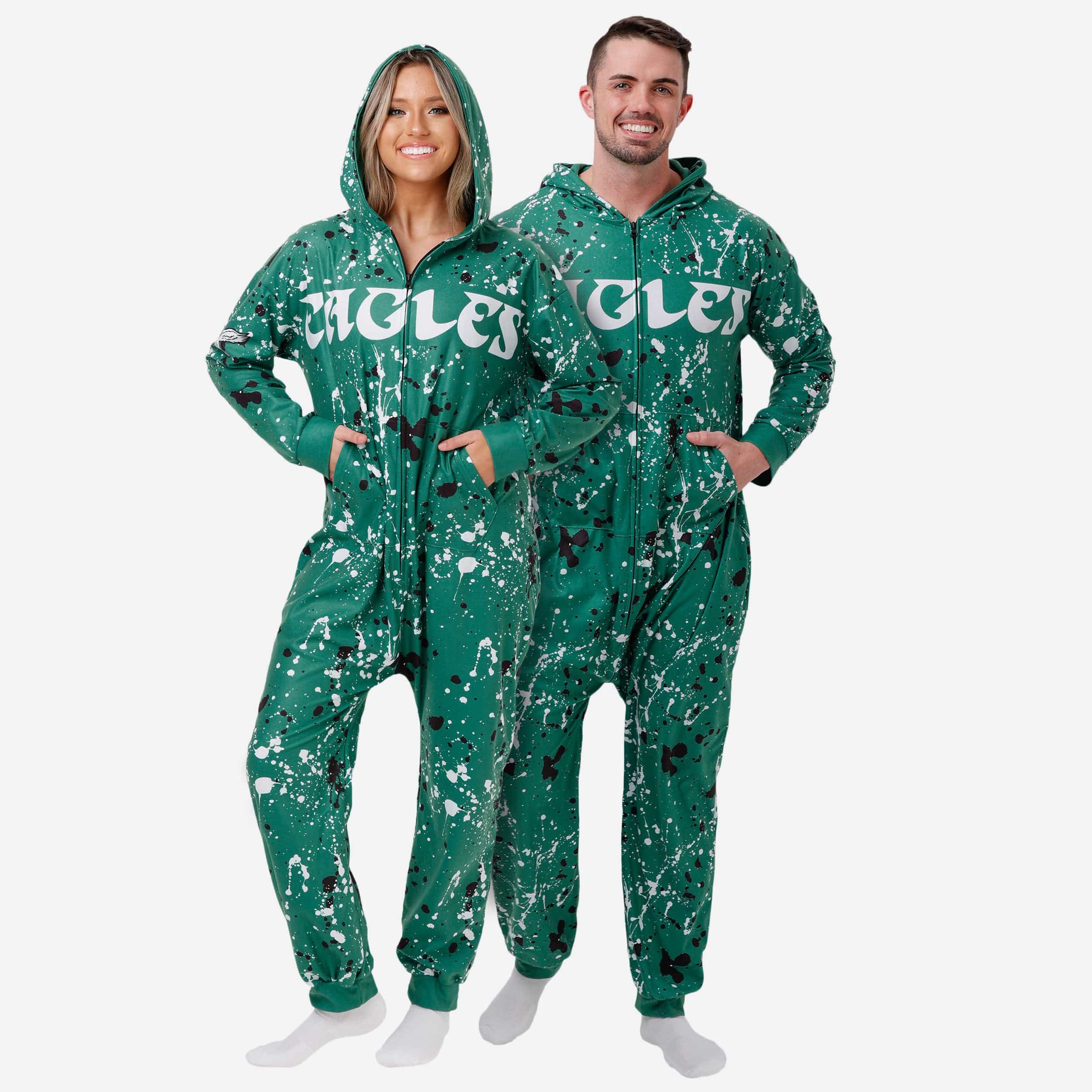 Philadelphia Eagles Kelly Green Paint Splatter One Piece Pajamas