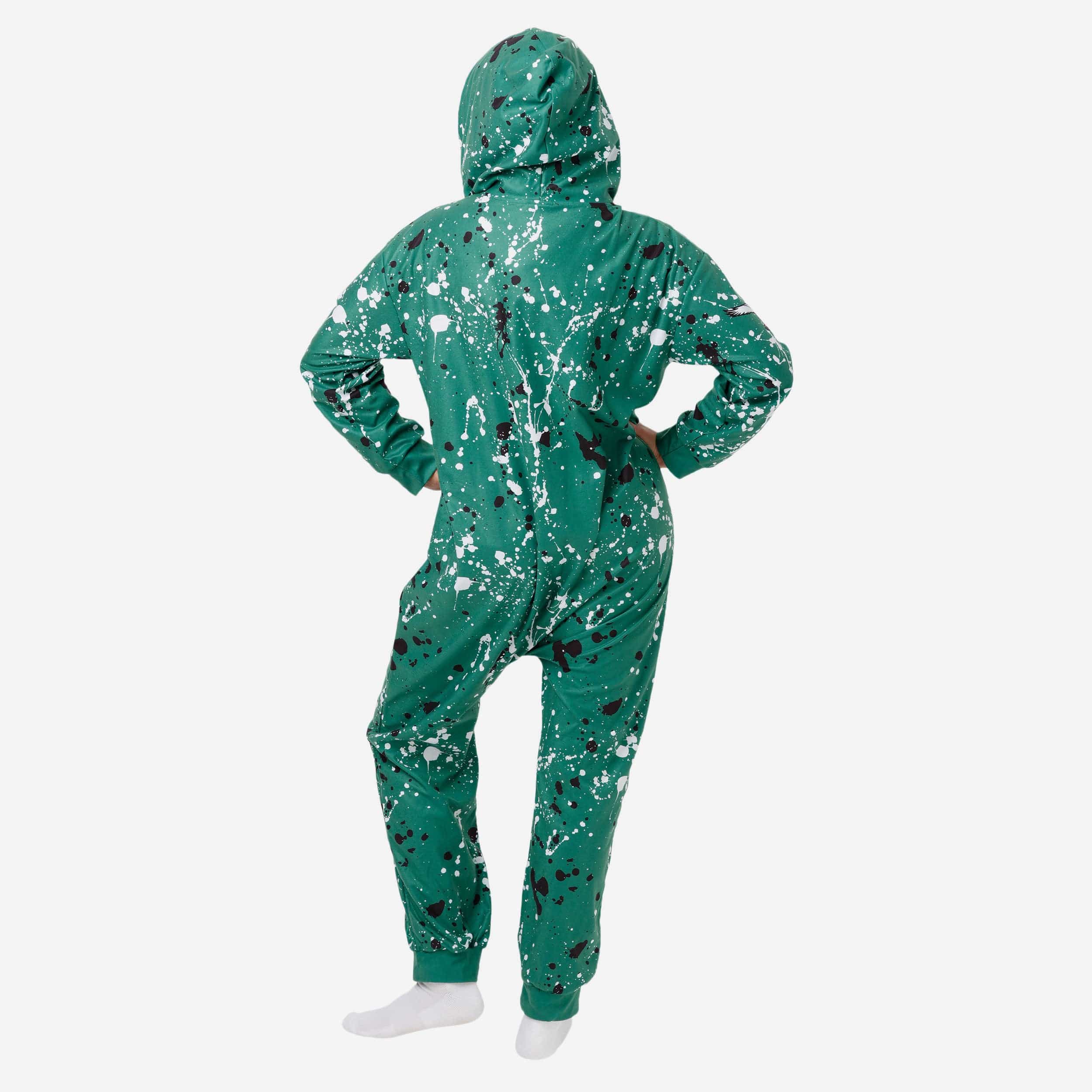 Philadelphia Eagles Kelly Green Paint Splatter One Piece Pajamas - Image 2