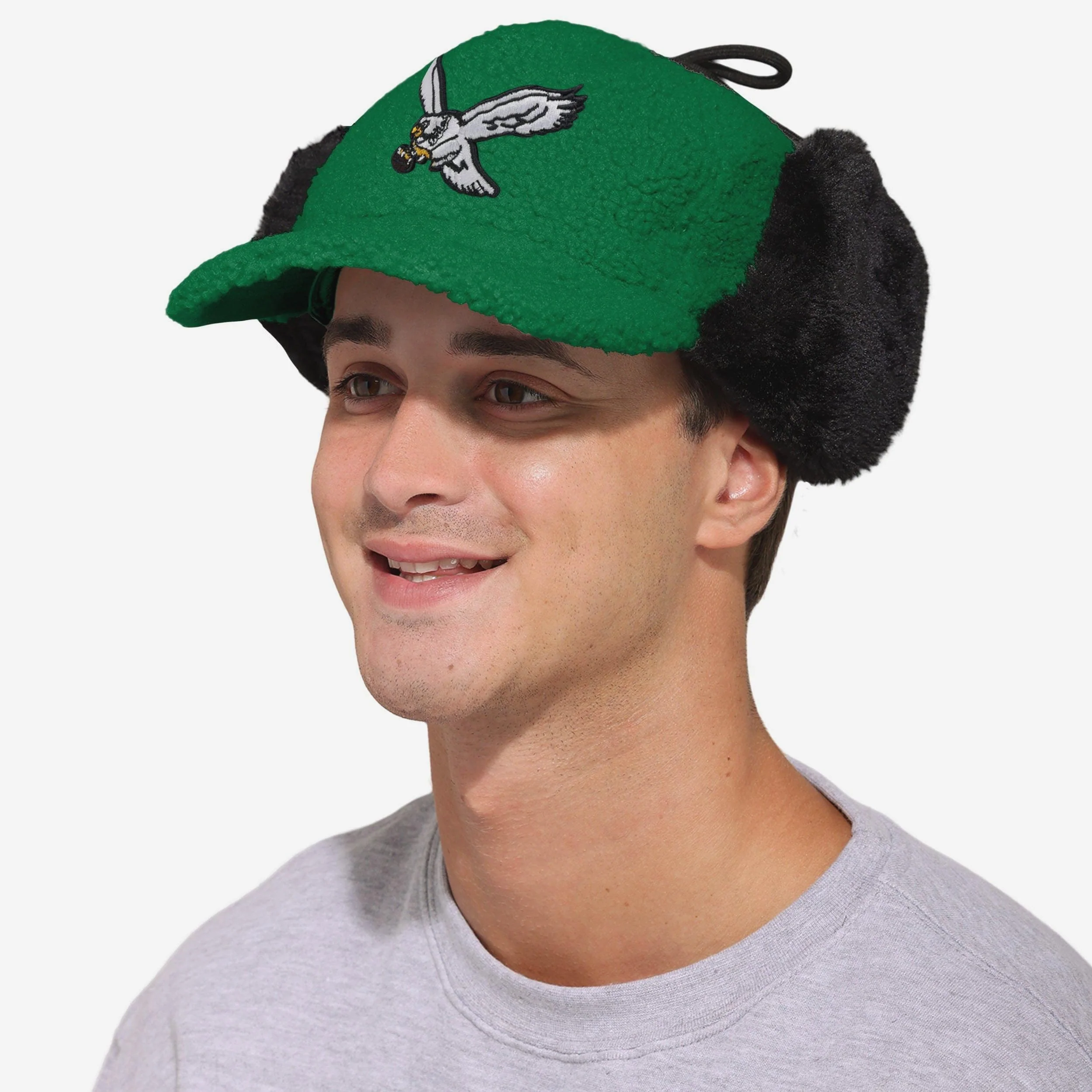 Philadelphia Eagles Kelly Green Sherpa Trapper Cap - Image 3