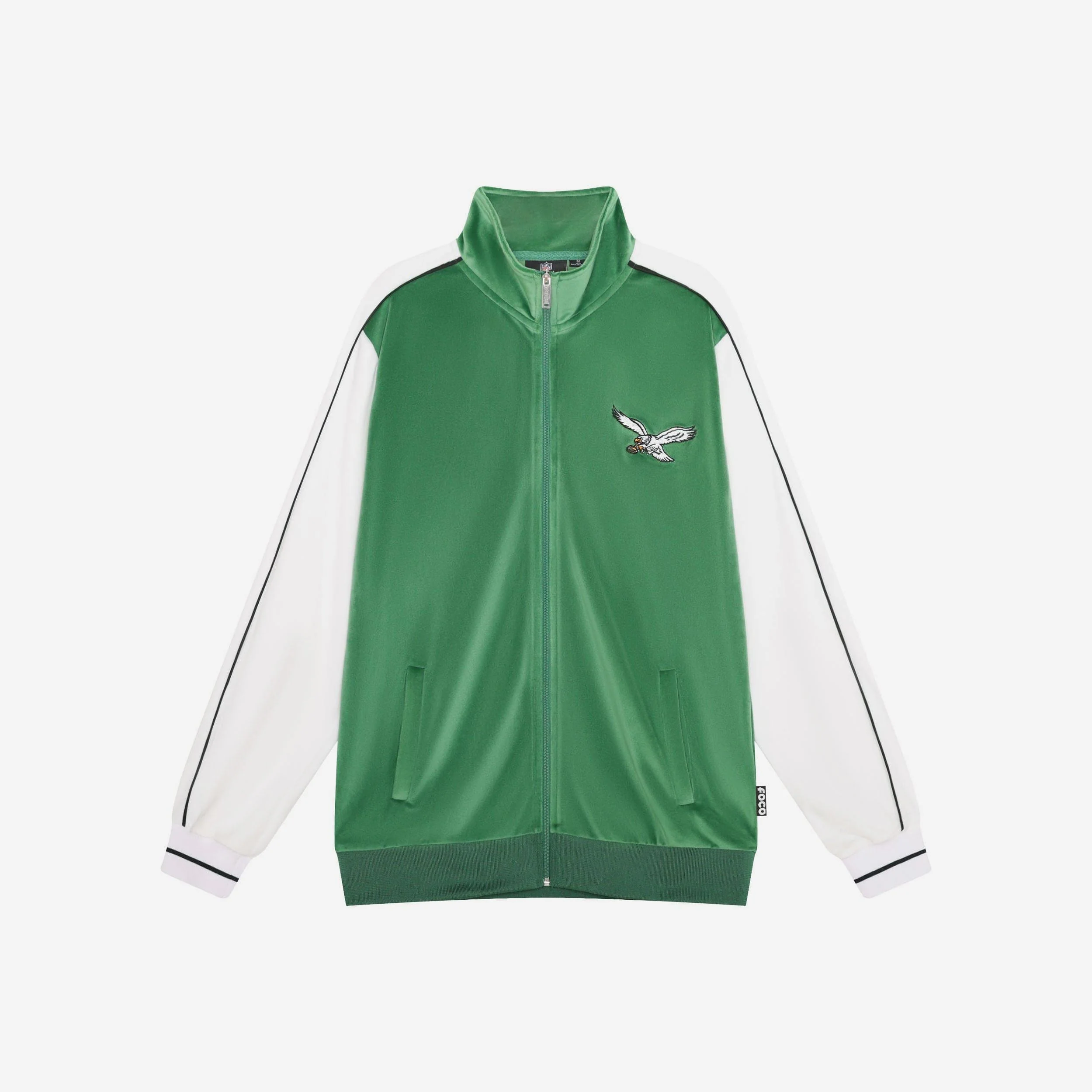 Philadelphia Eagles Kelly Green Two Tone Velour Zip Up Top - Image 6