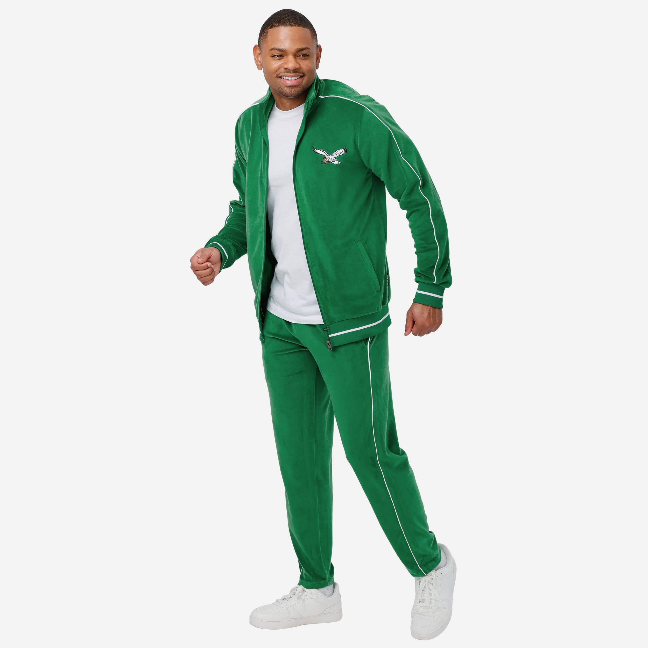 Philadelphia Eagles Kelly Green Velour Zip Up Top - Image 5